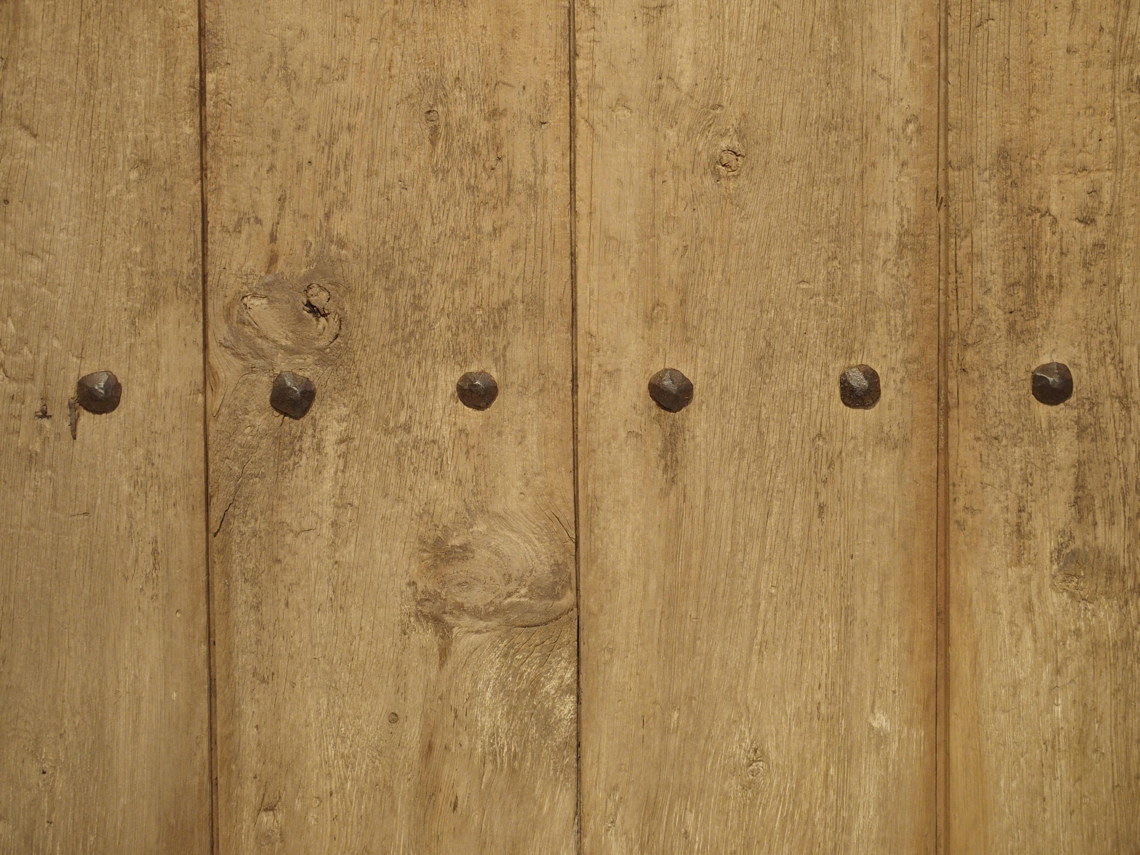 Large 18th Century Oak Plank Spanish Door with Wrought Iron Nailheads 4