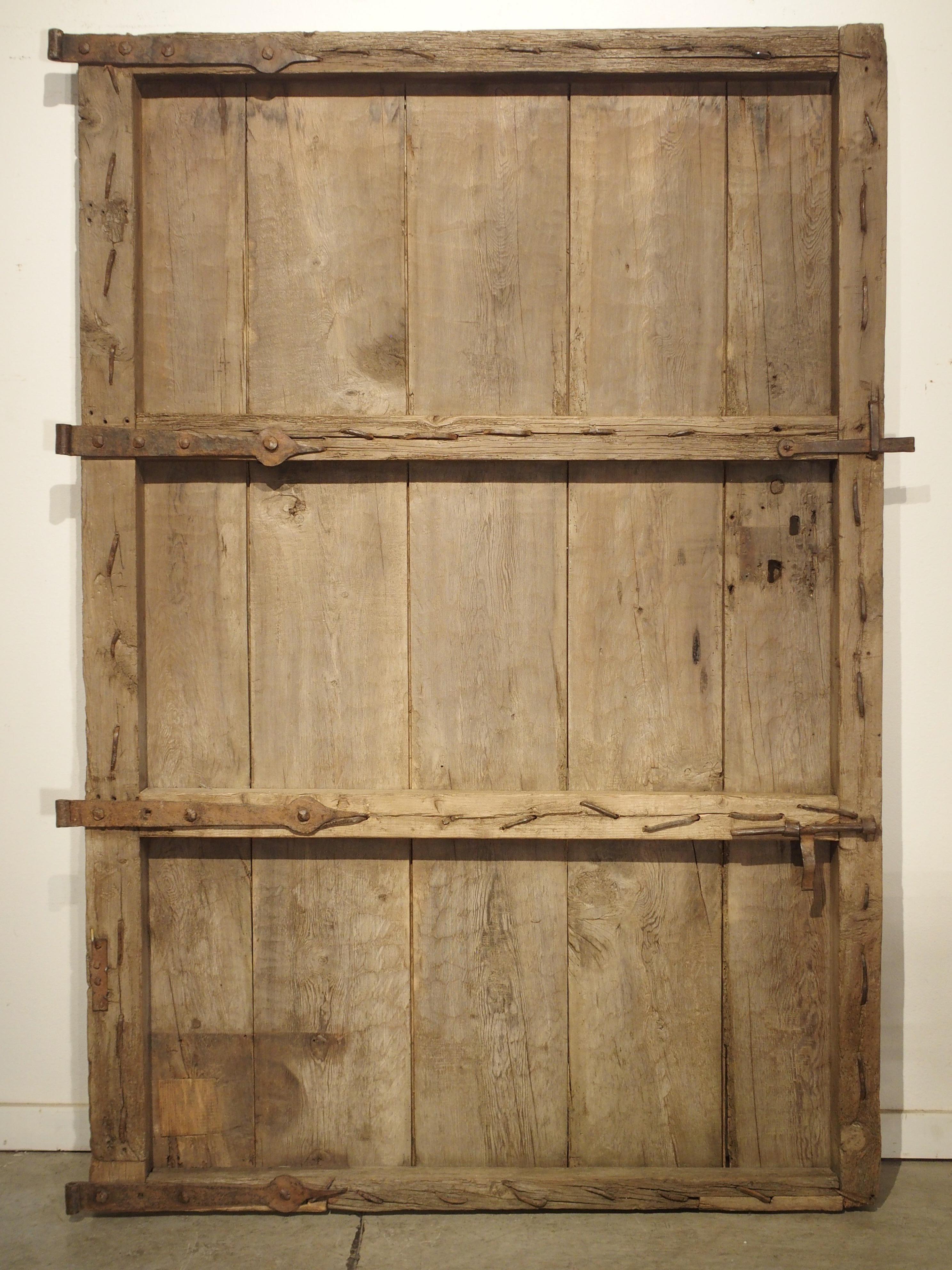 Large 18th Century Oak Plank Spanish Door with Wrought Iron Nailheads 9