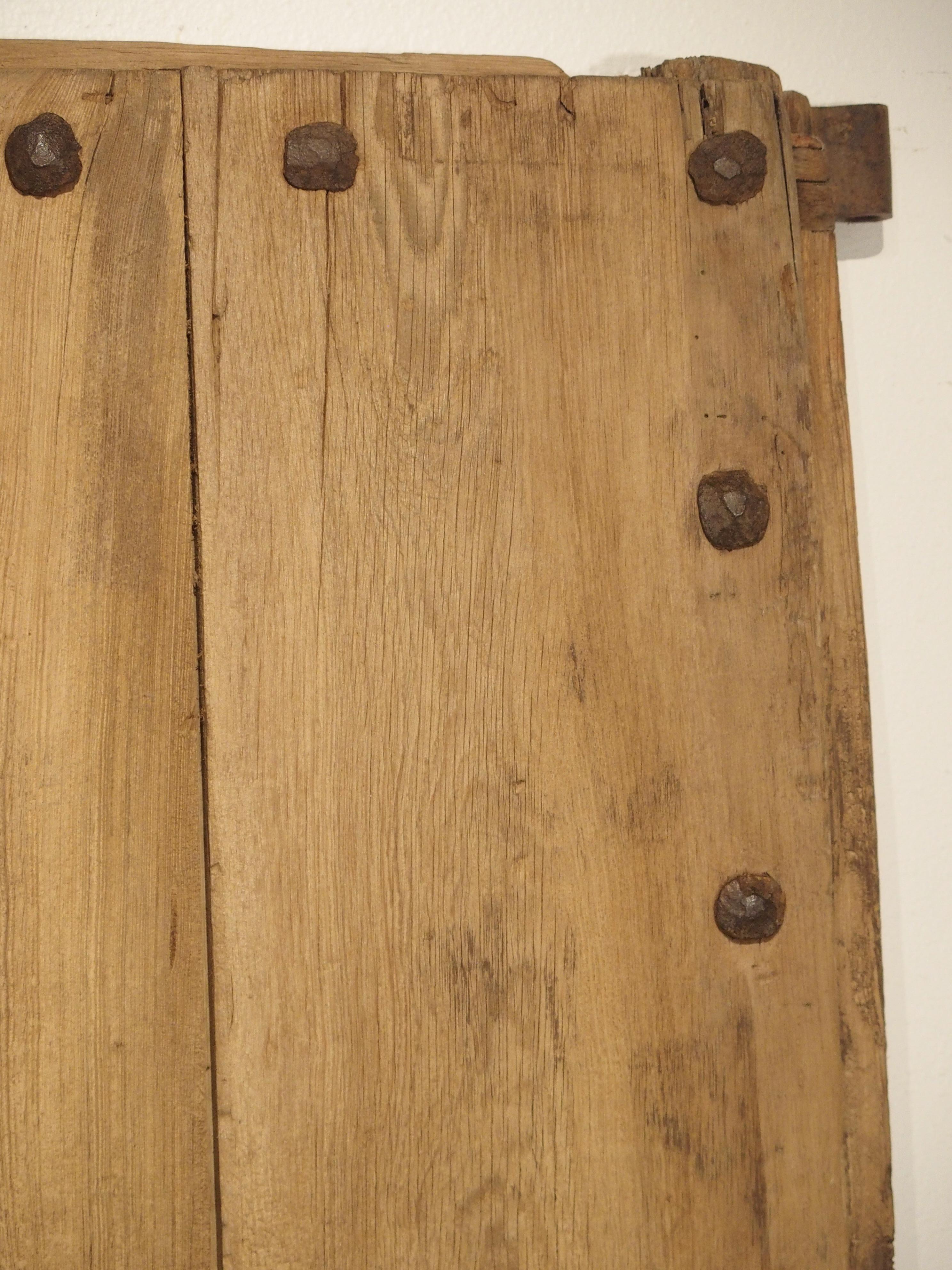 18th Century and Earlier Large 18th Century Oak Plank Spanish Door with Wrought Iron Nailheads