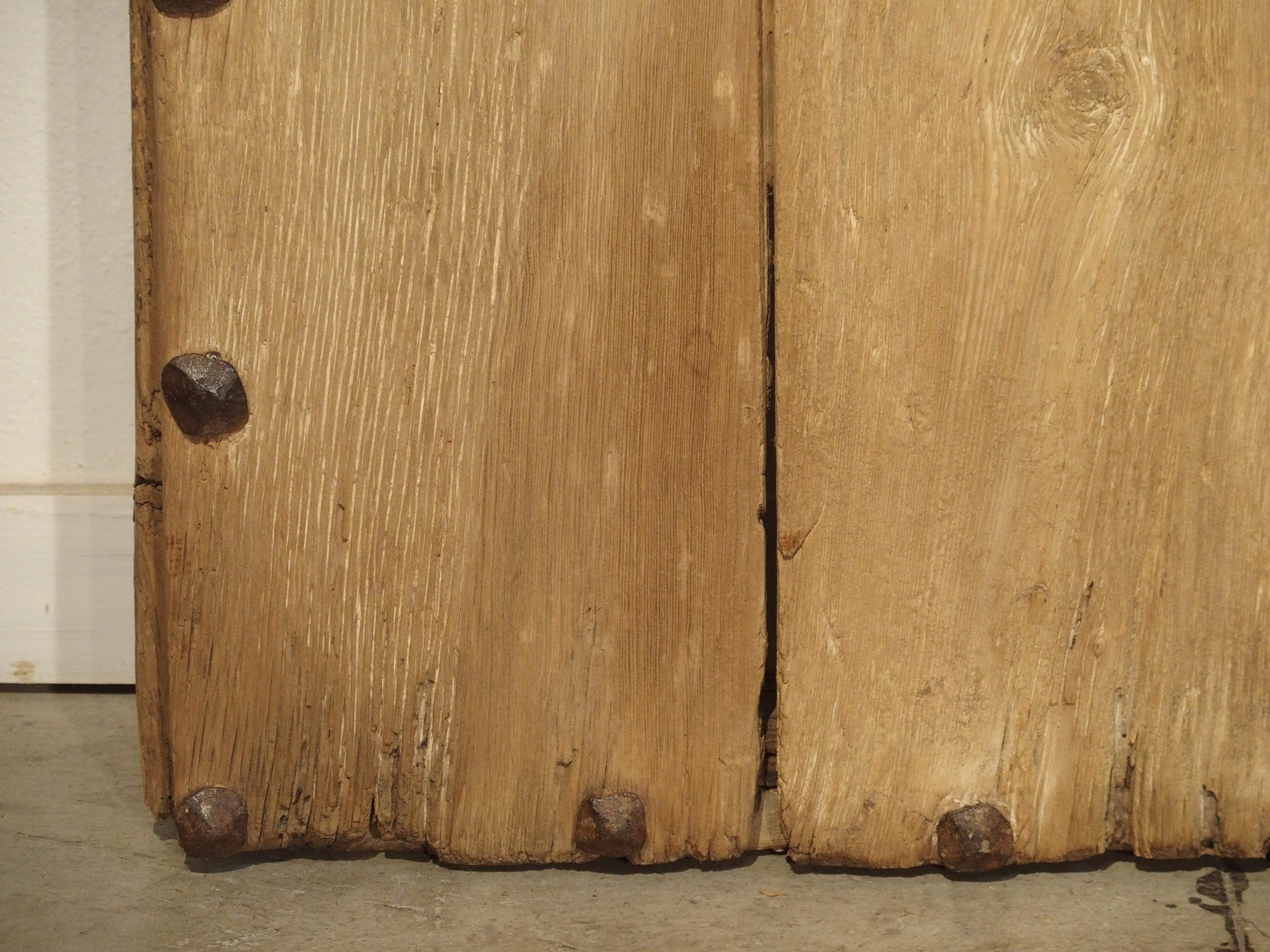 Large 18th Century Oak Plank Spanish Door with Wrought Iron Nailheads 2