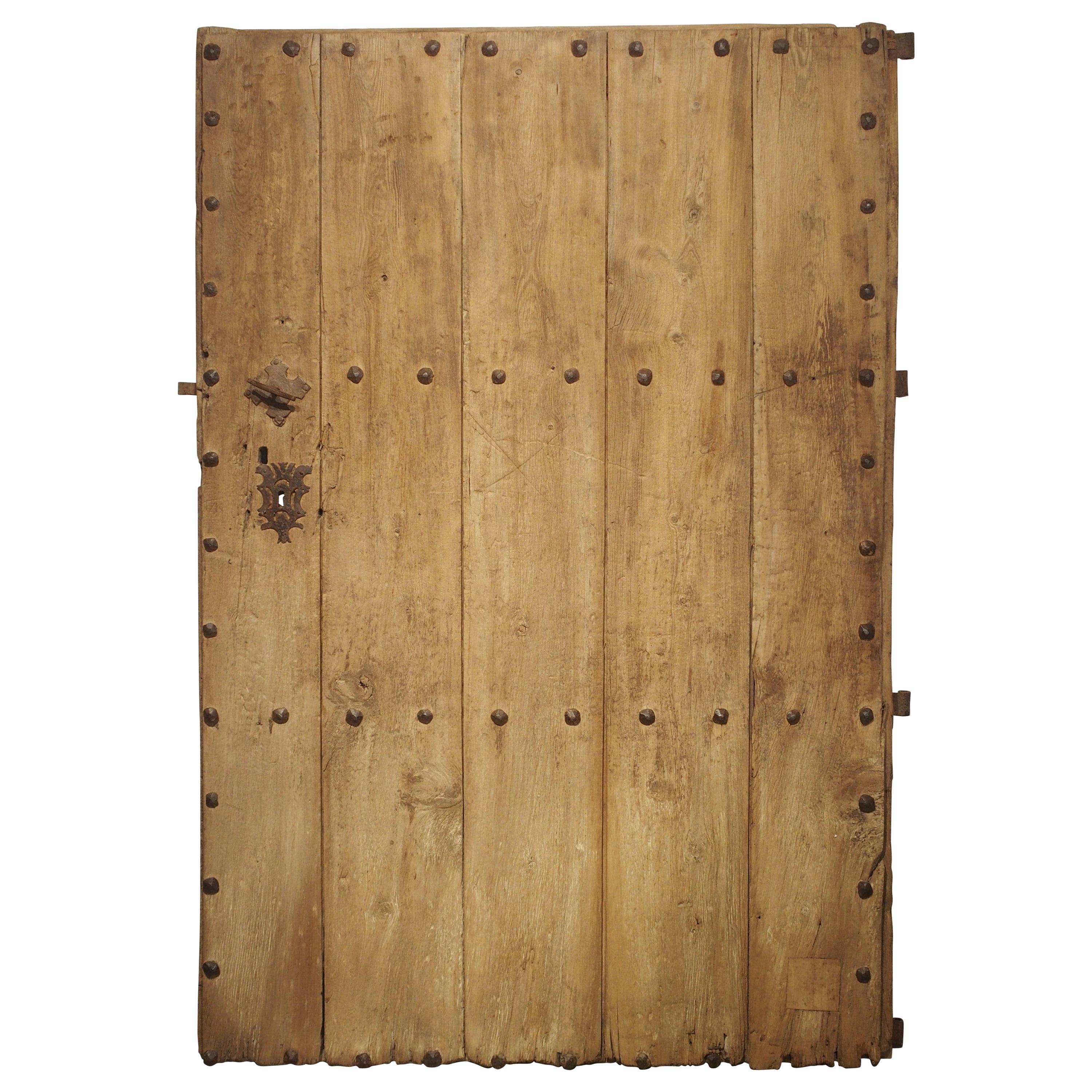 Large 18th Century Oak Plank Spanish Door with Wrought Iron Nailheads