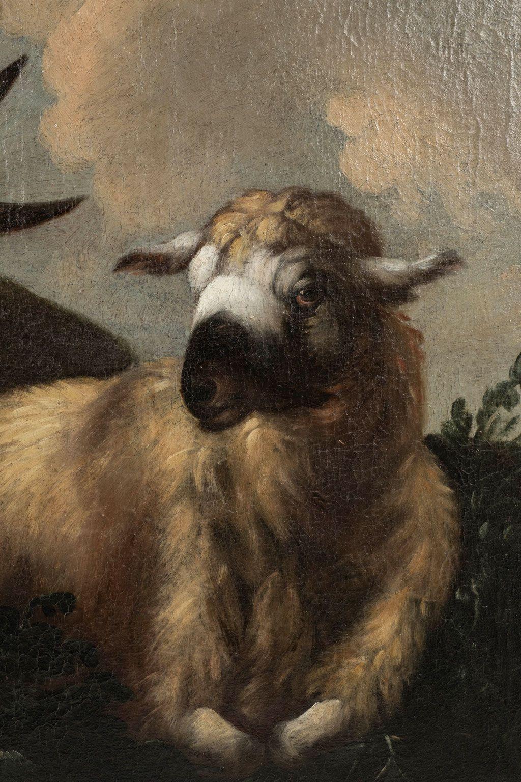 Large 18th Century Oil-on-Linen Framed Painting In Good Condition For Sale In Houston, TX