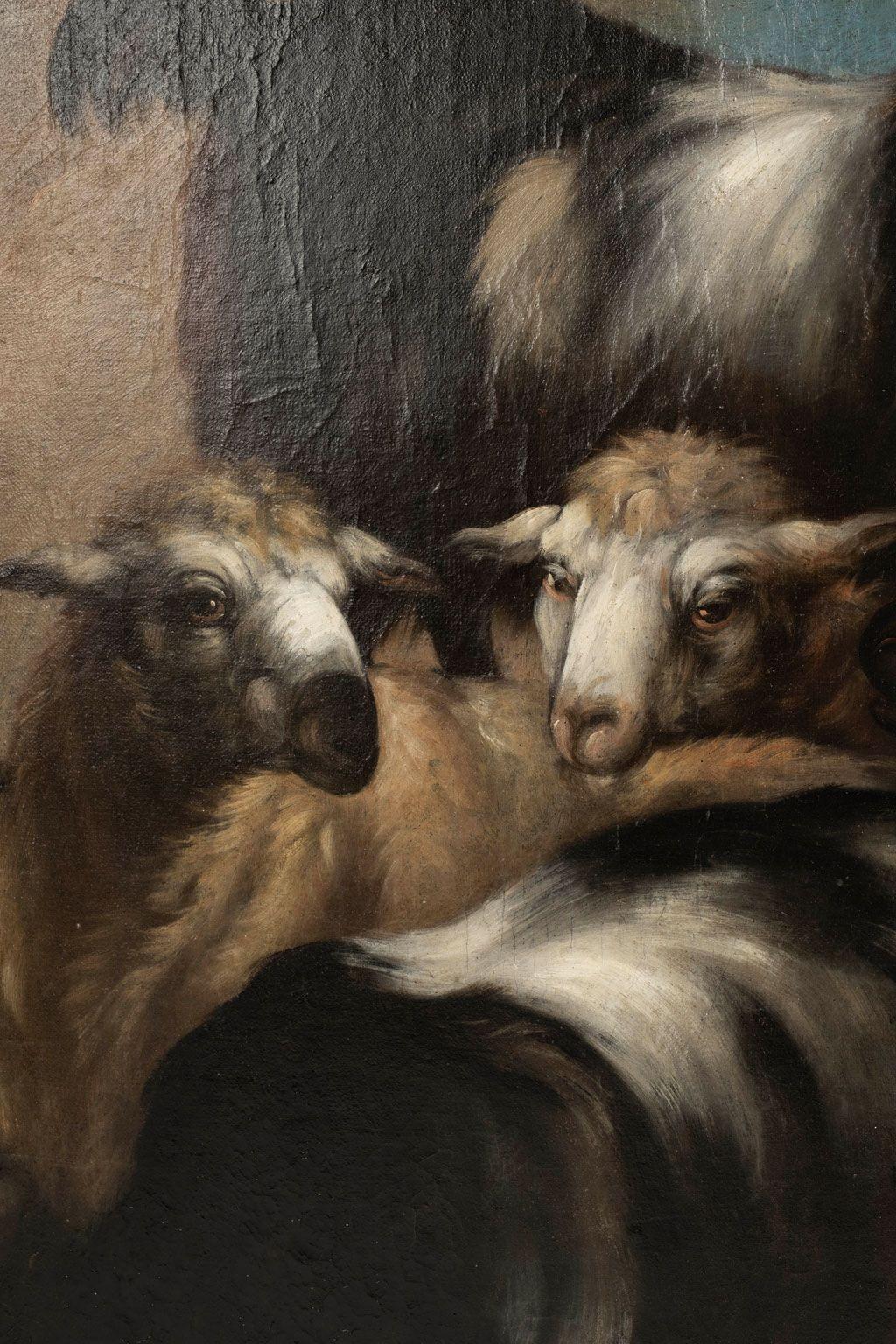 Large 18th Century Oil-on-Linen Framed Painting For Sale 1