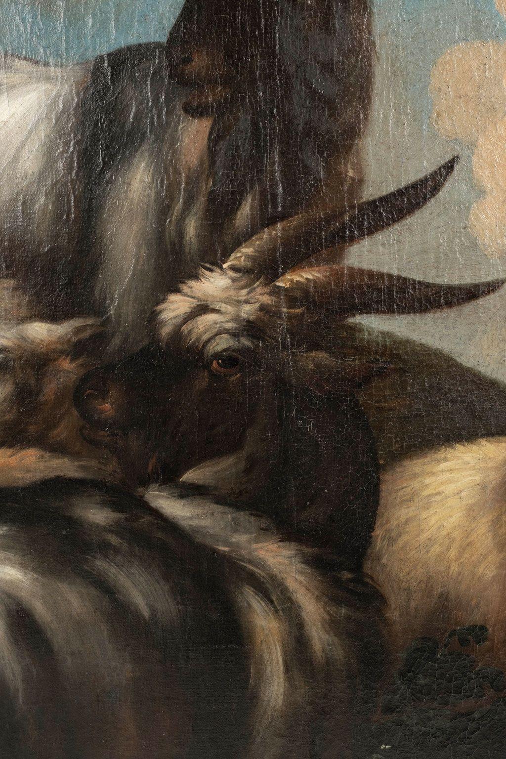 Large 18th Century Oil-on-Linen Framed Painting For Sale 2