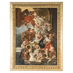 Large 18th Century Old Master Oil on Canvas Adoration Scene