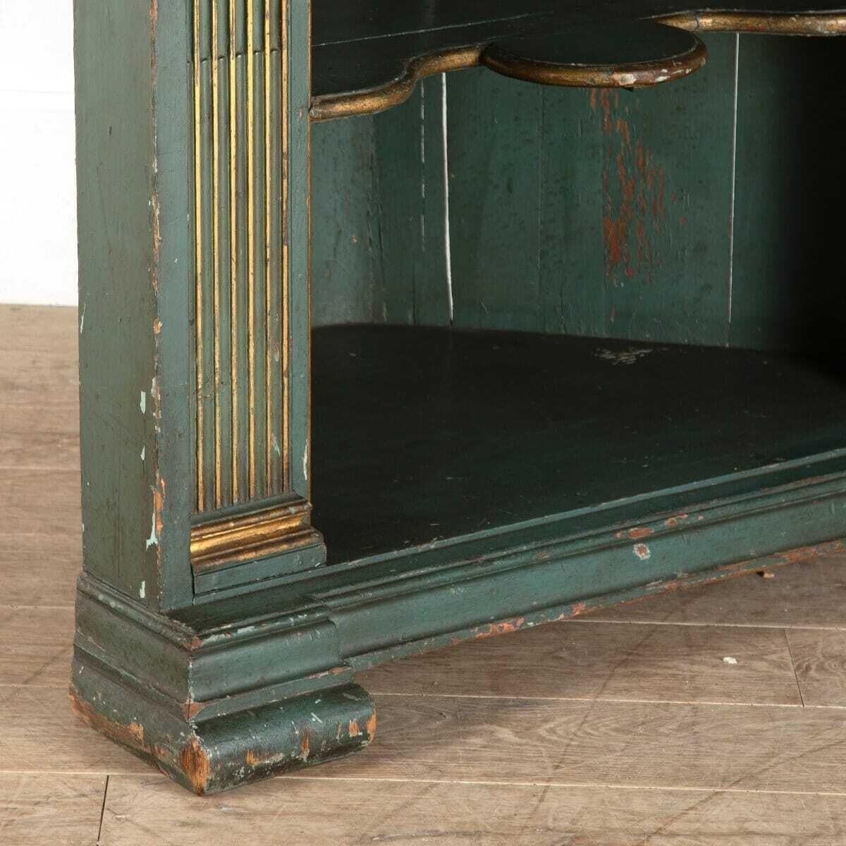 English Large 18th Century Painted and Gilded Corner Cupboard For Sale