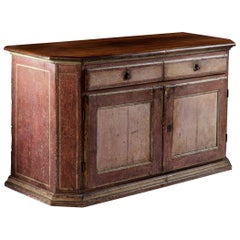 Large 18th Century Painted Italian Buffet or Sideboard in Dusty Pink