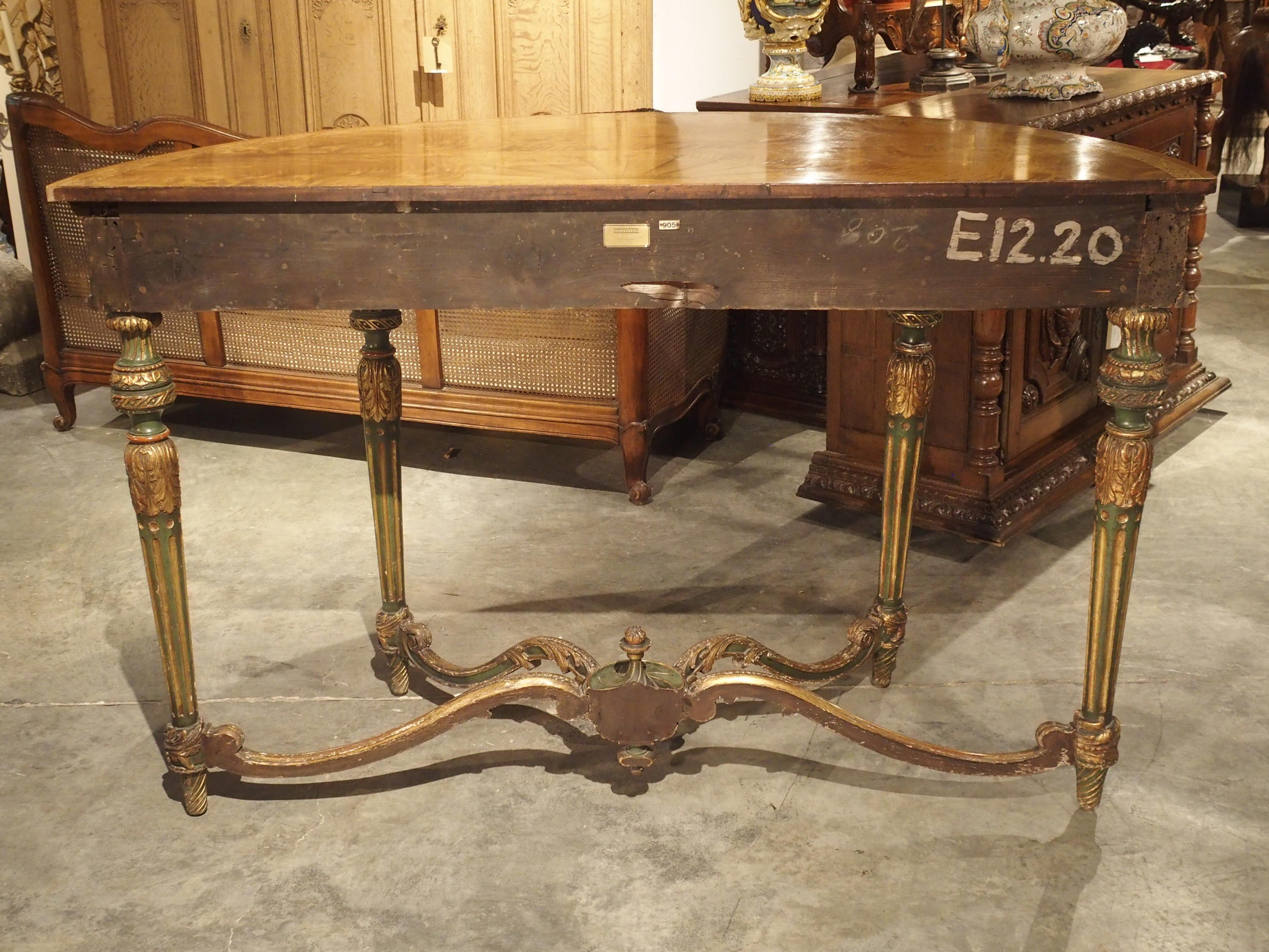 Large 18th Century Painted Italian Demilune Console Table 4