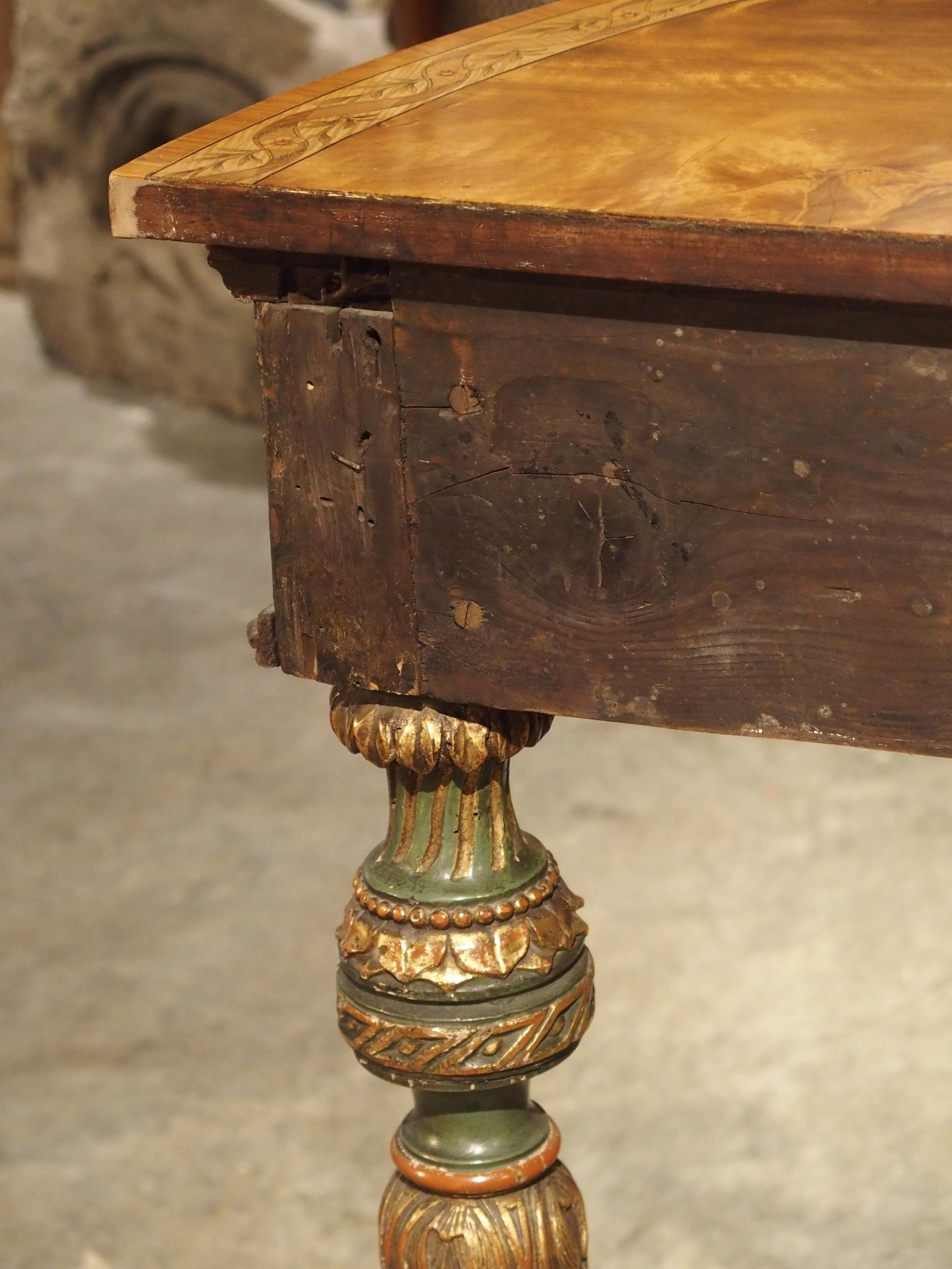Large 18th Century Painted Italian Demilune Console Table 5
