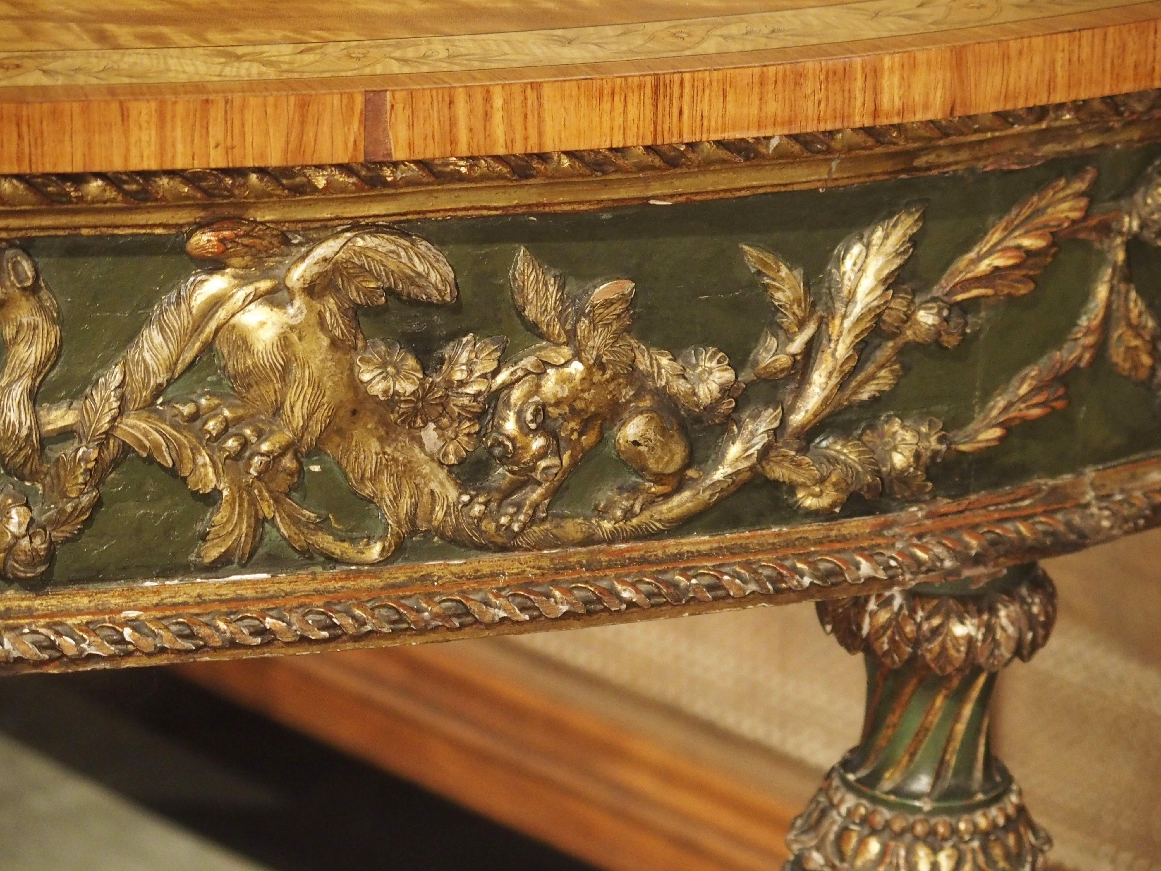 Large 18th Century Painted Italian Demilune Console Table 9