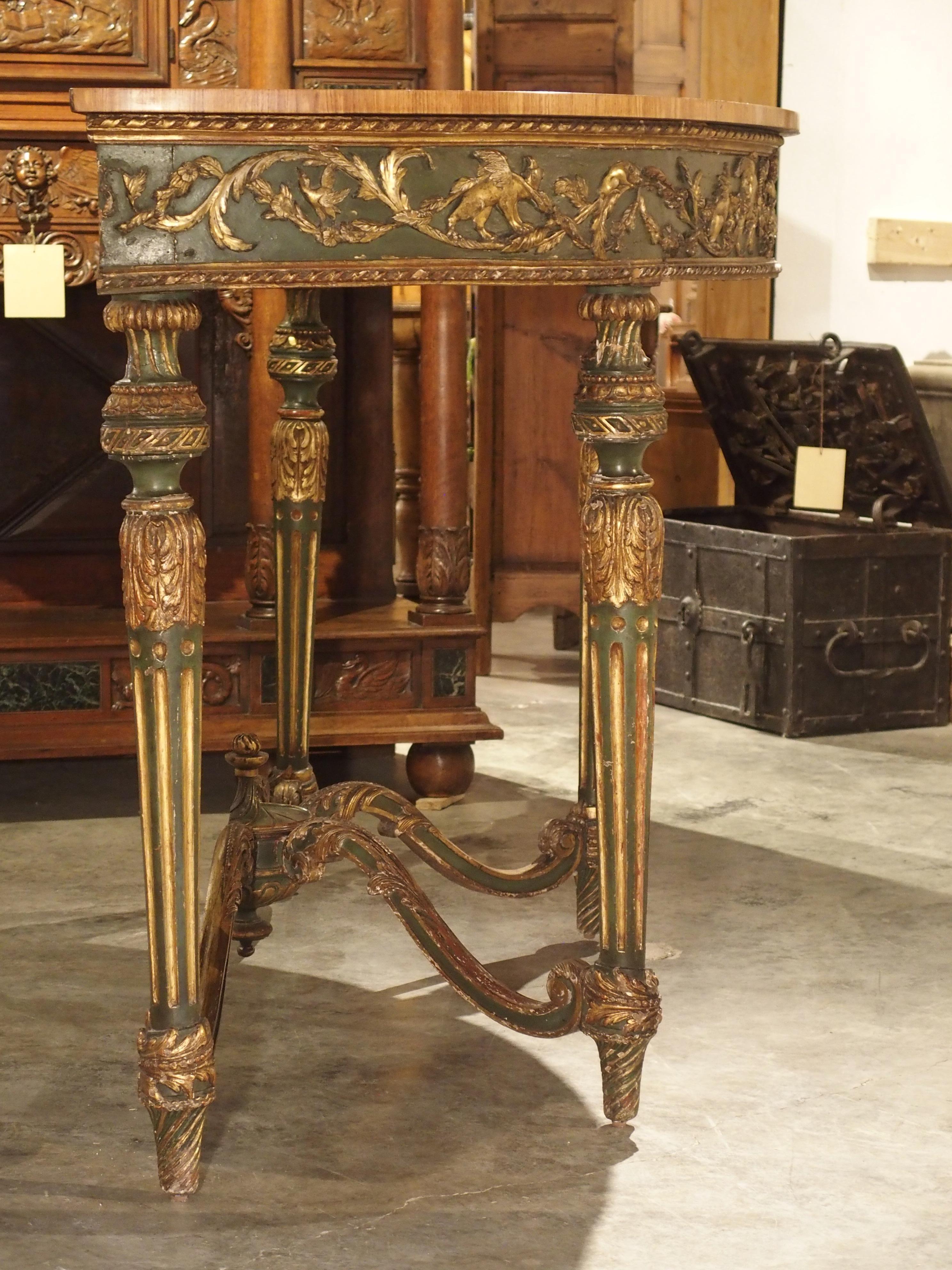 Large 18th Century Painted Italian Demilune Console Table 2