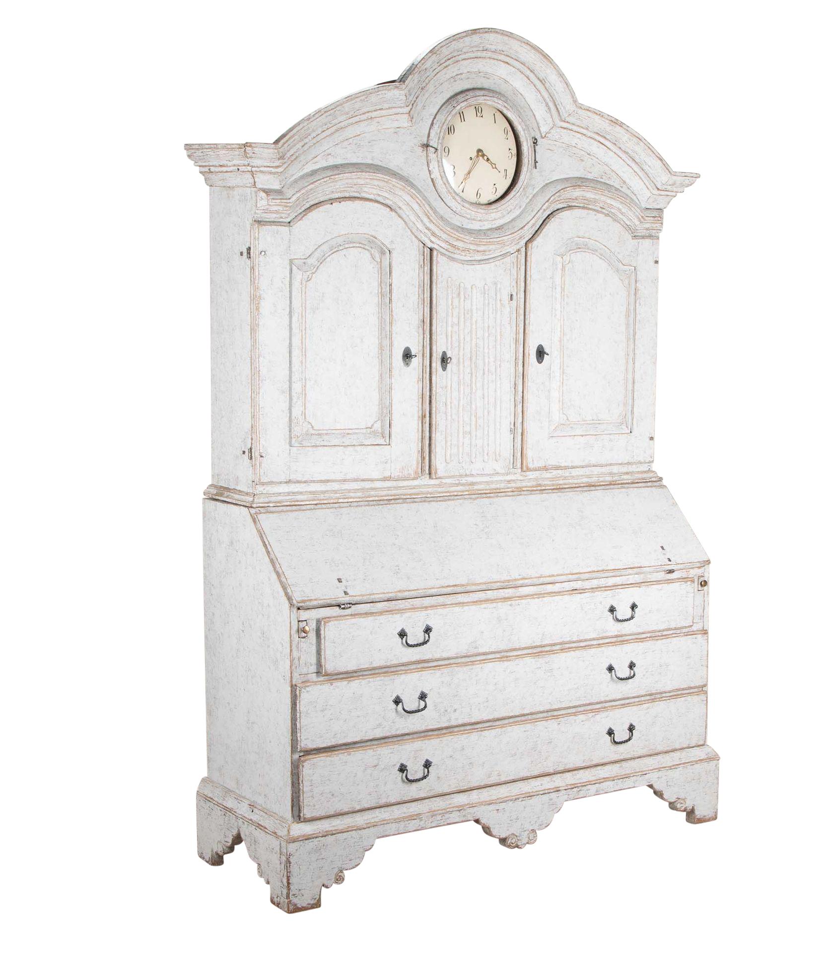Swedish Large 18th Century Period Rococo Clock Cabinet