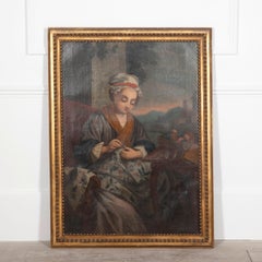Large 18th Century Portrait of a Seamstress