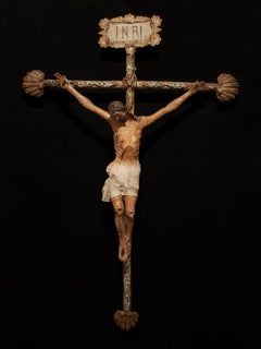 Large 18th Century Processional Crucifix, Cristo de Caña, Mexico