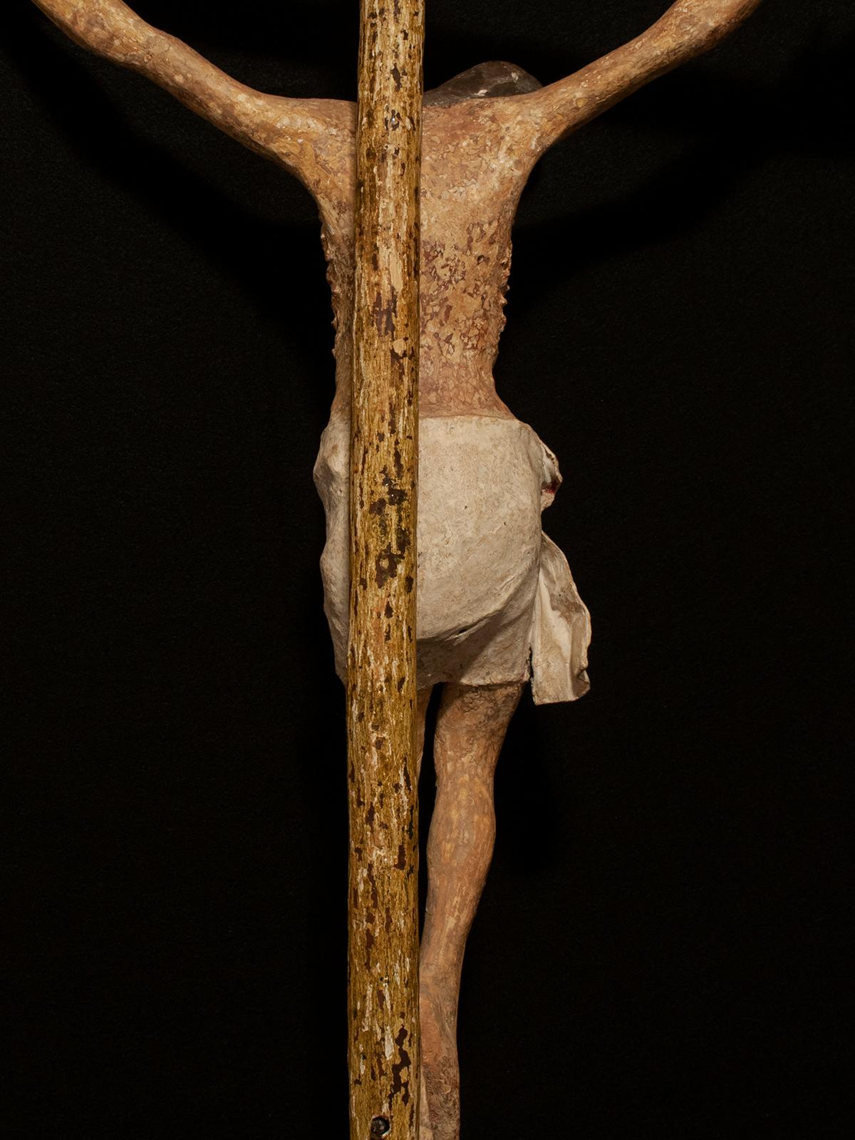 Large 18th Century Processional Crucifix, Cristo de Caña, Mexico In Good Condition In Point Richmond, CA