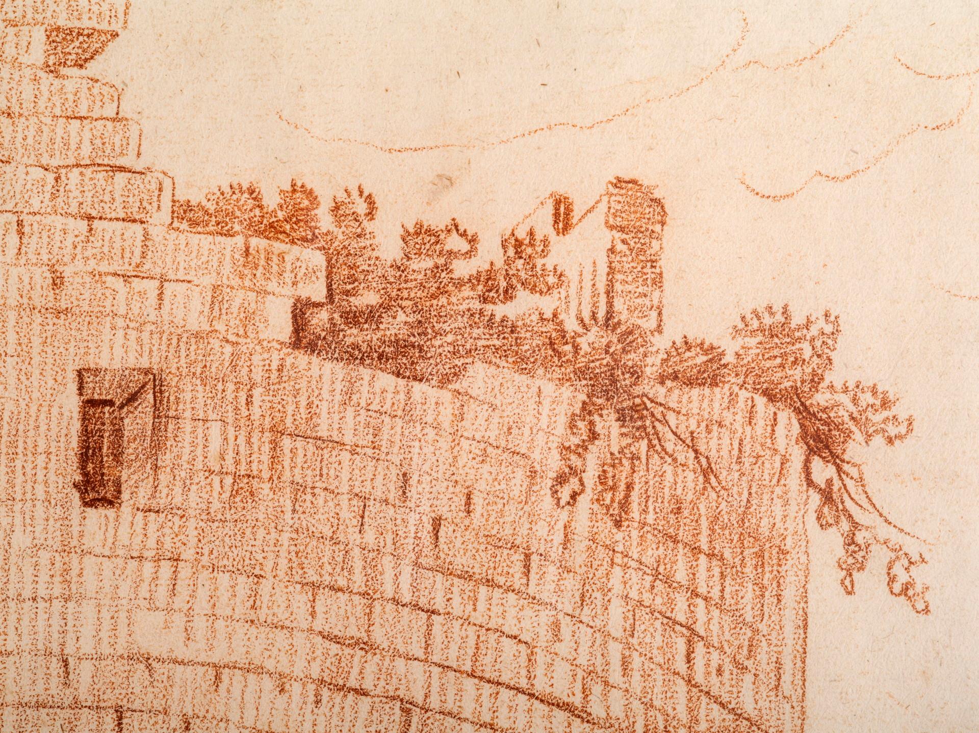 Große rote Kreidezeichnung von Ruinen aus dem 18. Jahrhundert nach Hubert Robert im Zustand „Gut“ im Angebot in Kittery Point, ME