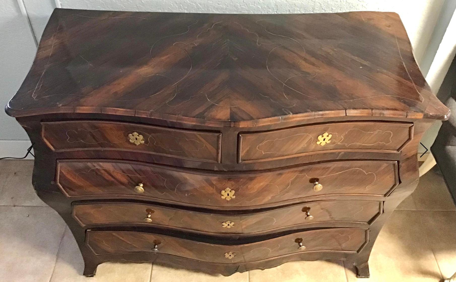 European Large 18th Century Rosewood Rococo Commode For Sale
