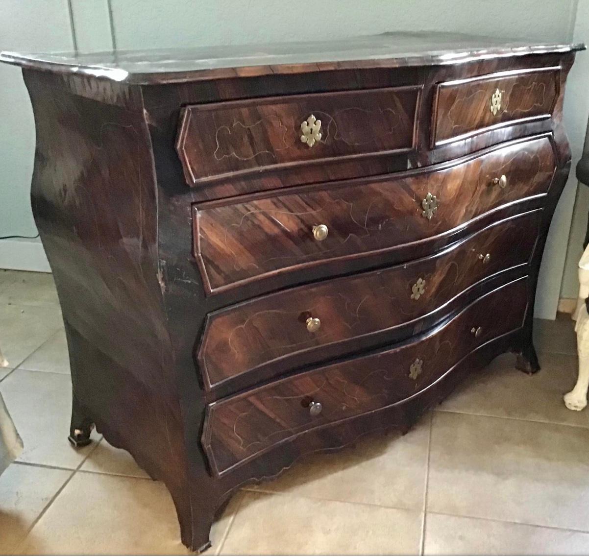 Large 18th Century Rosewood Rococo Commode In Good Condition For Sale In Bradenton, FL