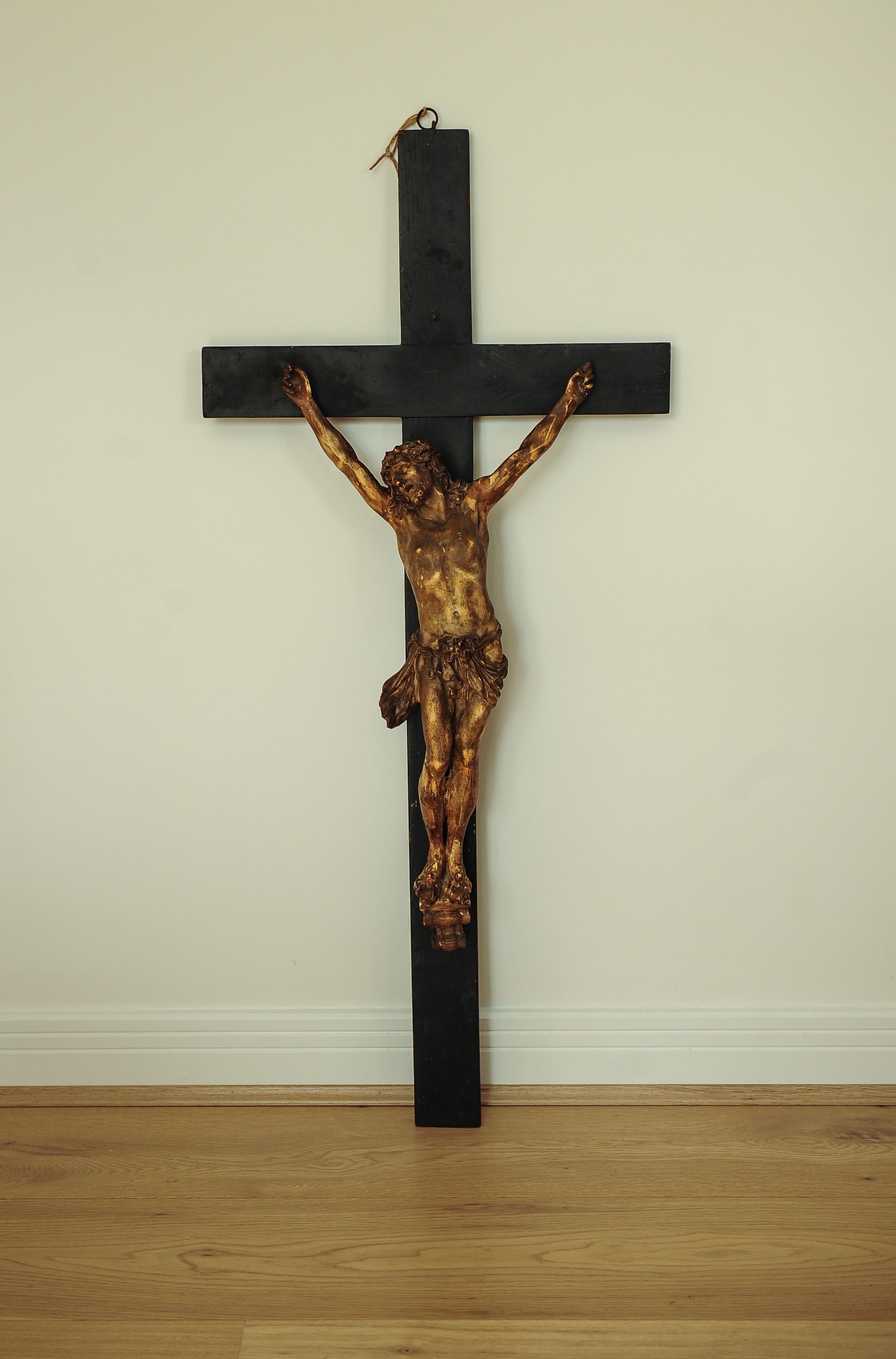 18th Century and Earlier Large 18th Century Sculpted Plaster of Jesus Christ on the Cross