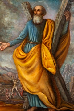 Large 18th Century Spanish Baroque Painting of Saint Andrew