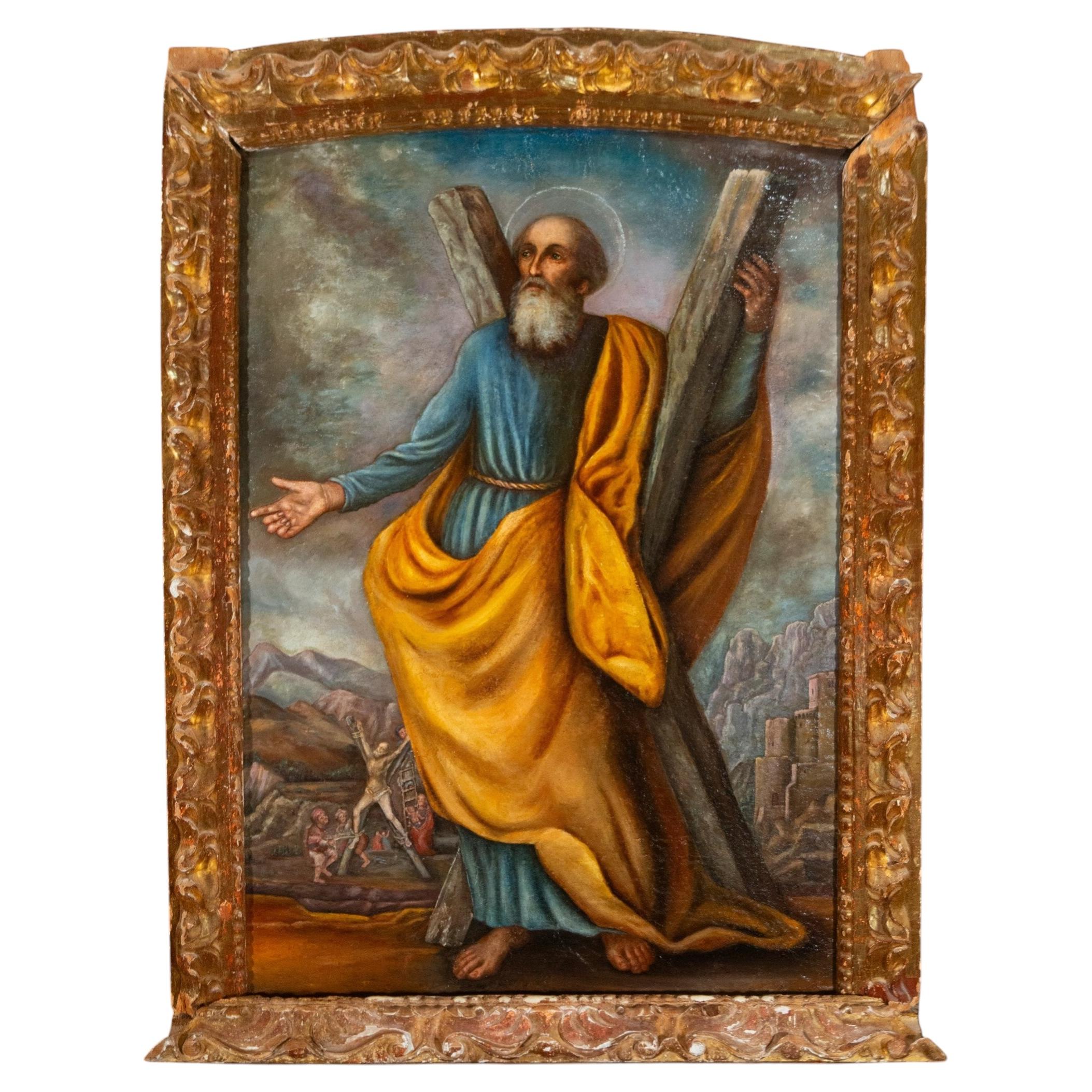 Large 18th Century Spanish Baroque Painting of Saint Andrew
