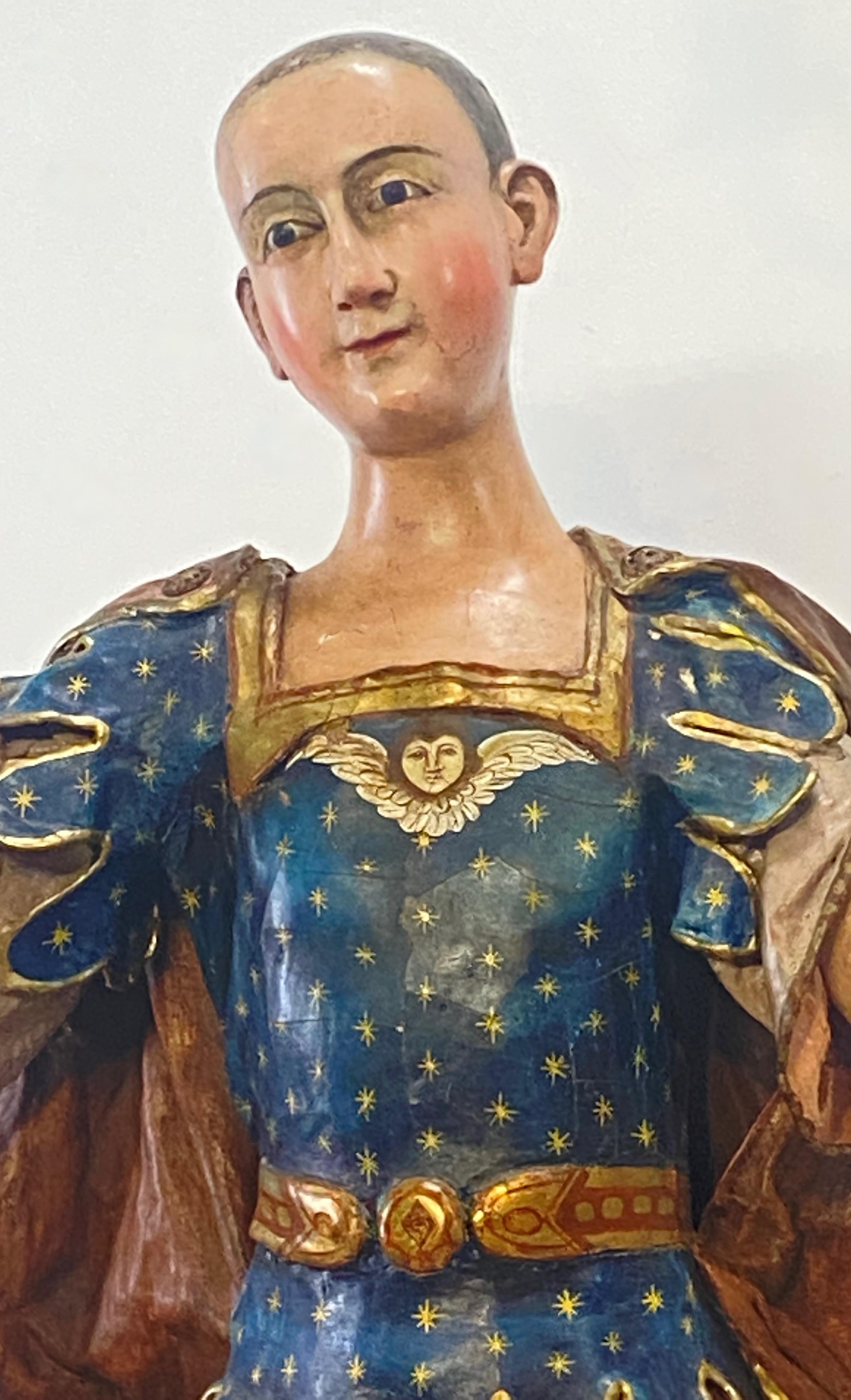 Large 18th Century Spanish Colonial Santo Statue In Good Condition For Sale In San Francisco, CA