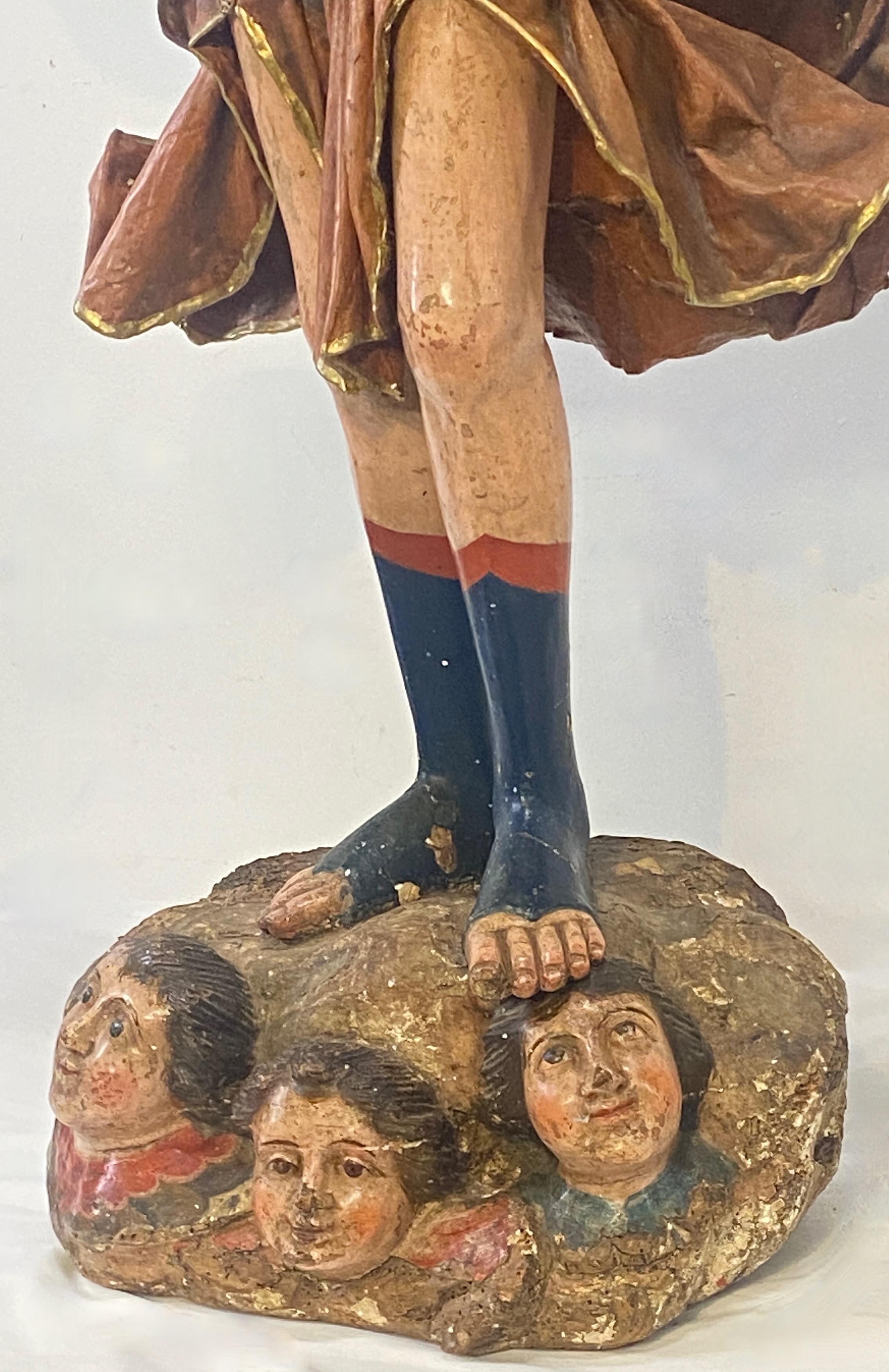 Large 18th Century Spanish Colonial Santo Statue For Sale 2