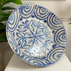 Large 18th C Blue and White Spanish Lebrillo Bowl