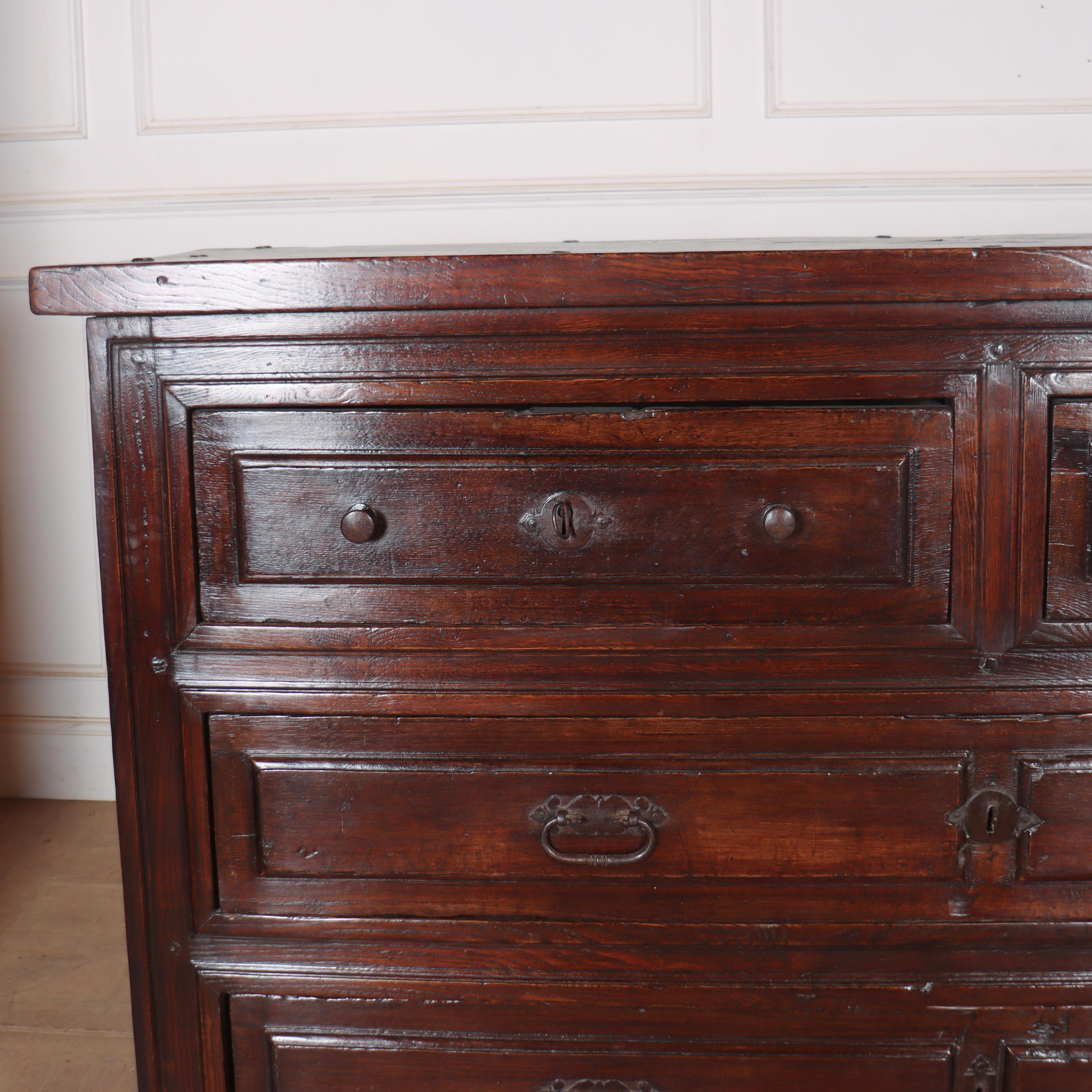 Polished Large 18th Century Spanish Oak Commode For Sale