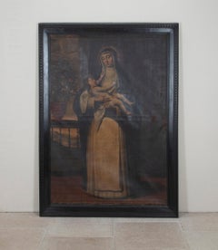 Large 18th Century Spanish Portrait of Santa Rosa of Lima