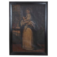 Large 18th Century Spanish Portrait of Santa Rosa of Lima