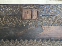 Large 18th Century Spanish Wooden, Leather & Brass Trunk