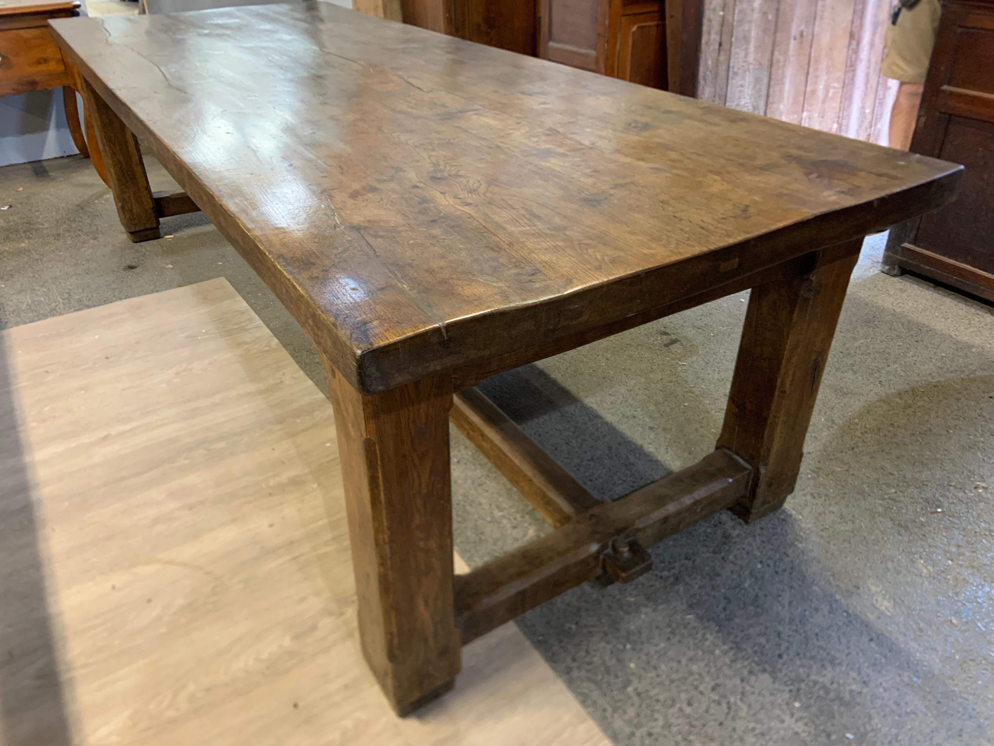 French Provincial Large 18th Century Style Oak Refectory Dining Table