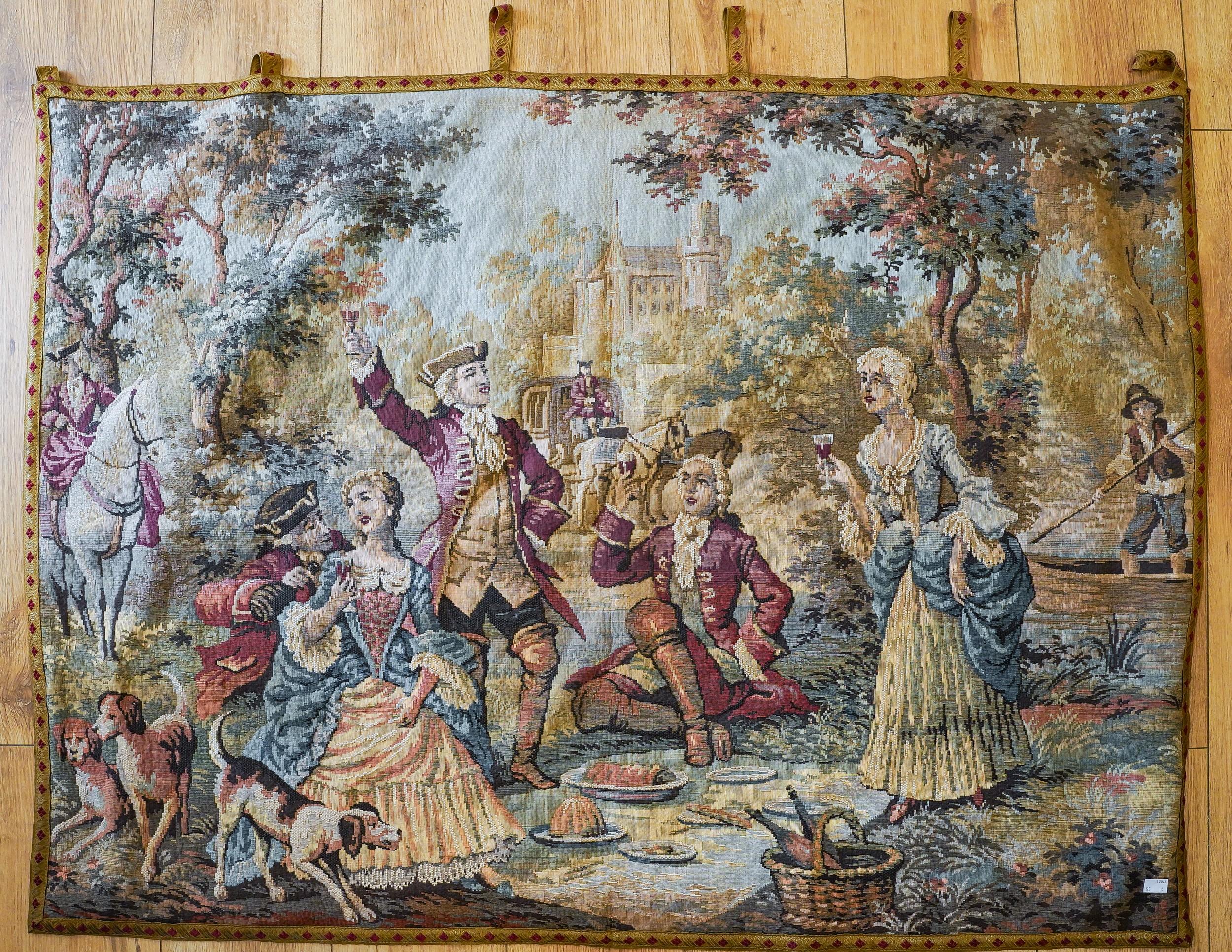 Tapiz de Aubusson con escena pastoral del siglo XVIII para colgar en la pared Tejido a mano en venta