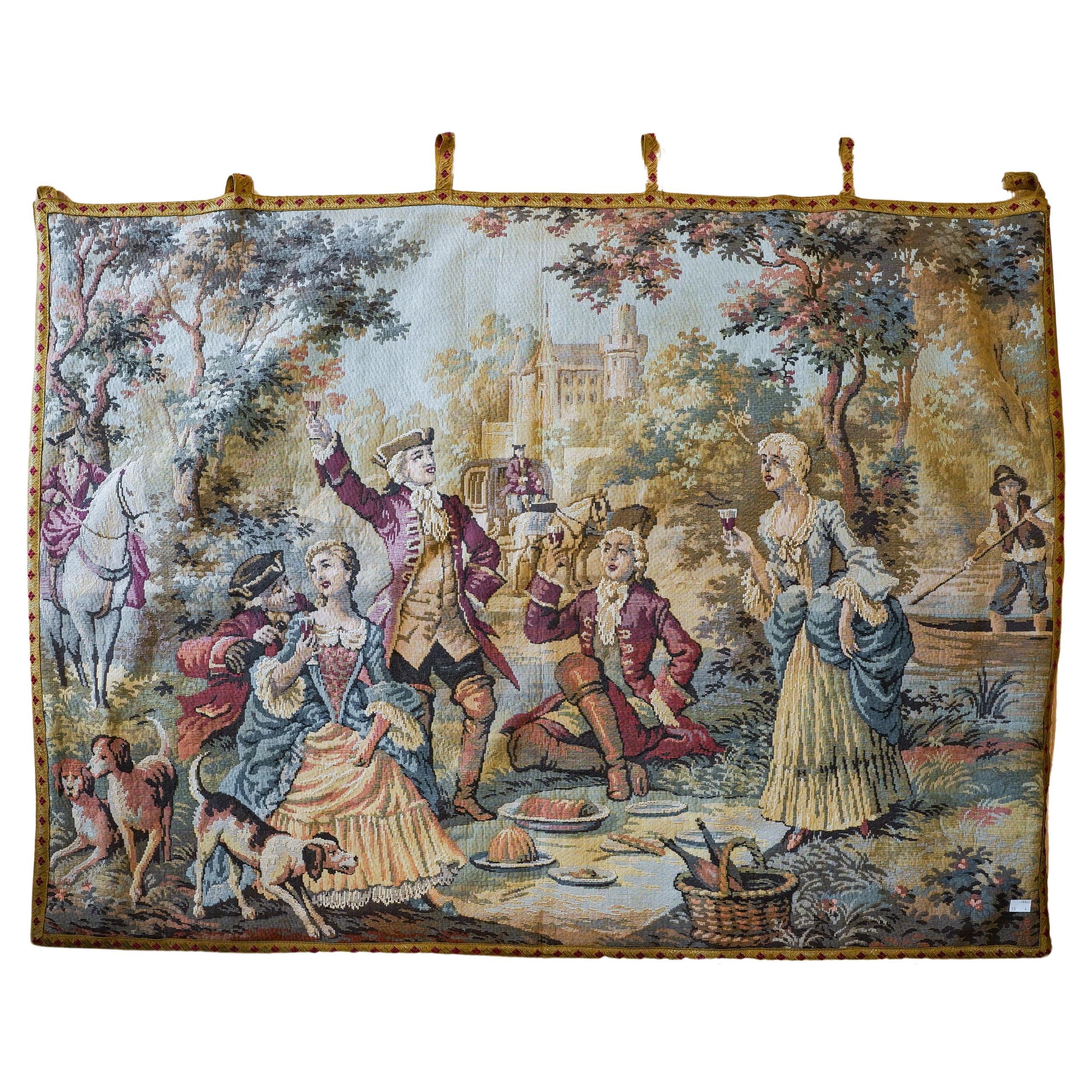 Grande arazzo Aubusson con scena pastorale del 18° secolo