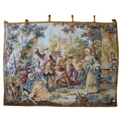 Large 18th Century Style Pastoral Scene Aubusson Tapestry Wall Hanging