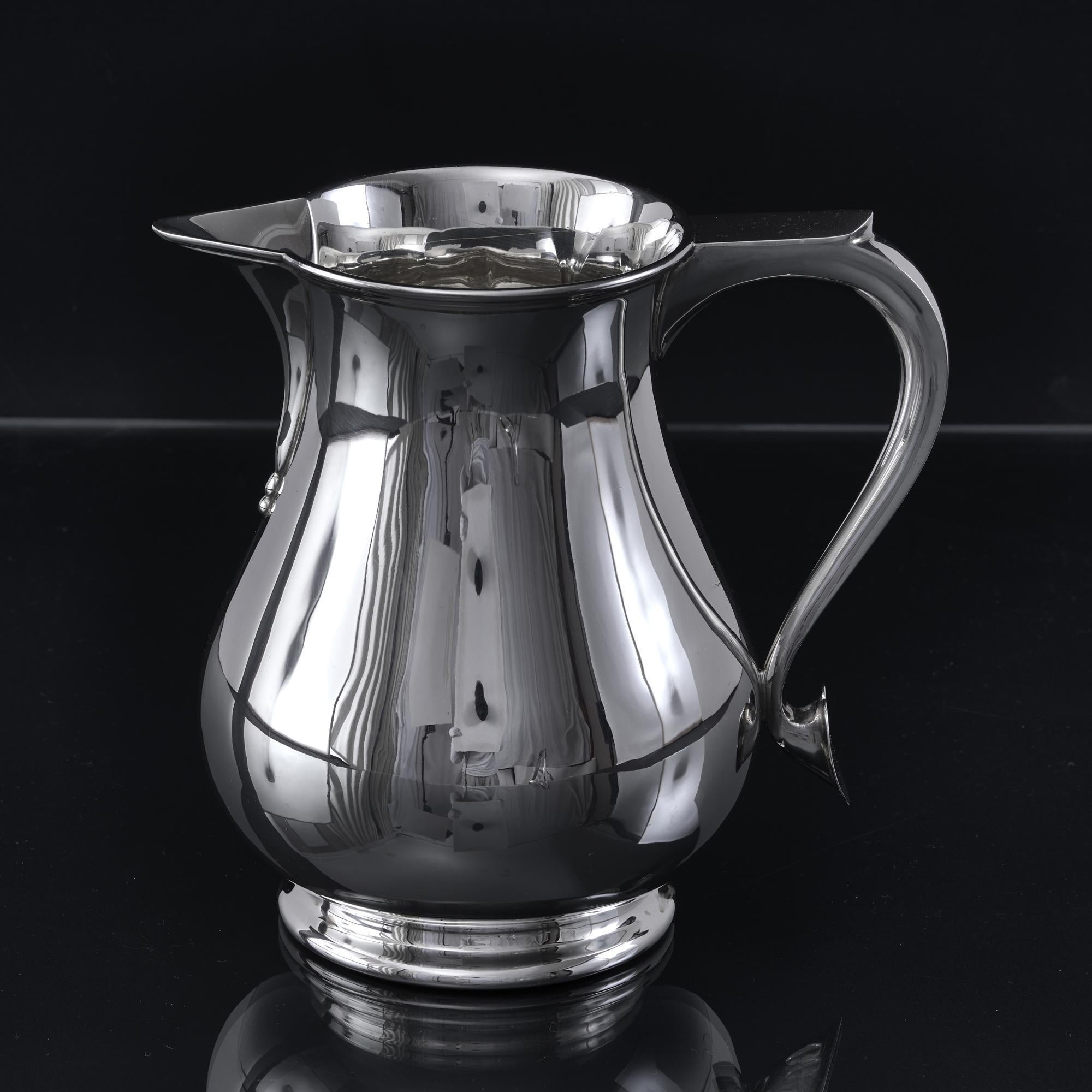 Sterling Silver Large 18th century style silver water jug For Sale