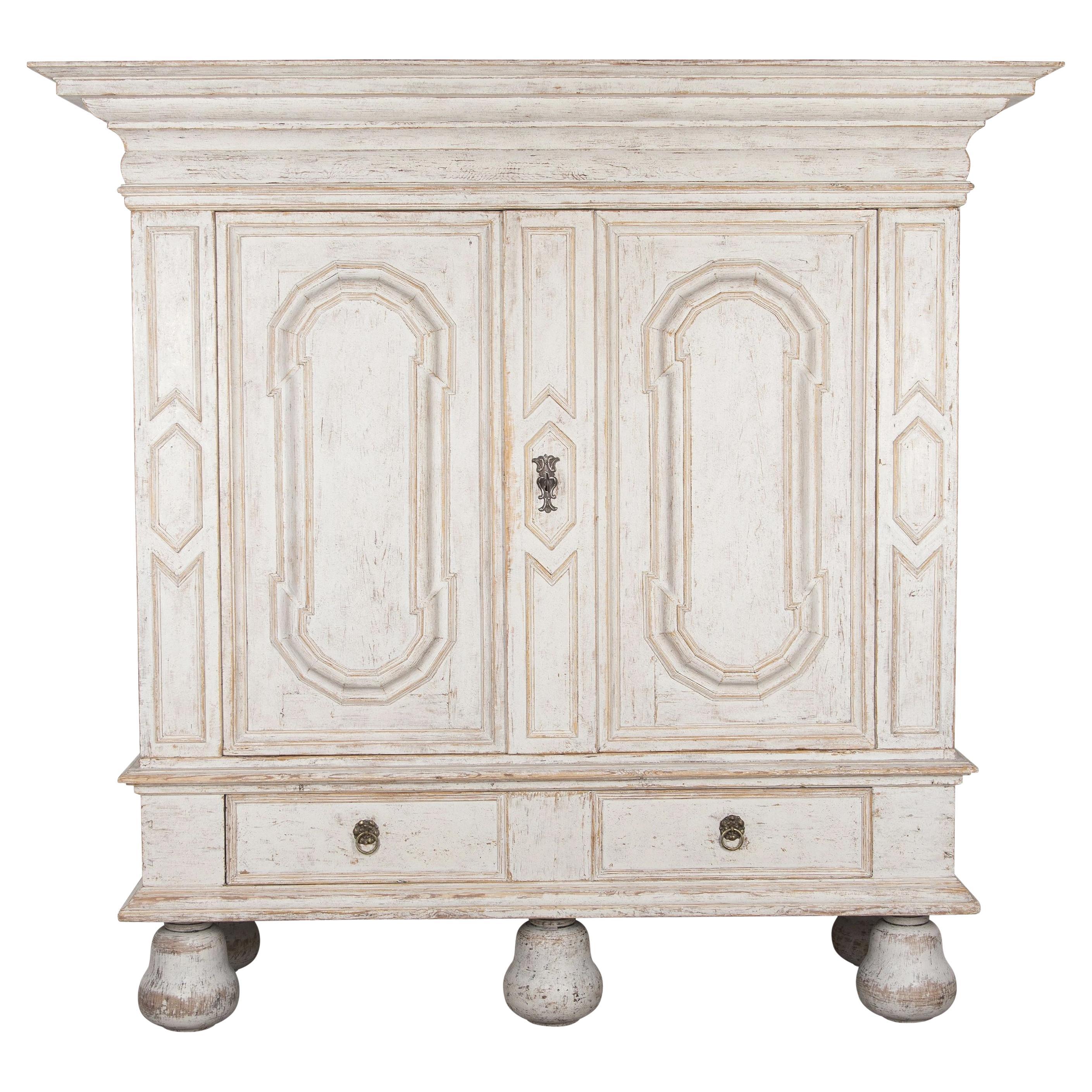 Large 18th Century Swedish Baroque Cabinet For Sale