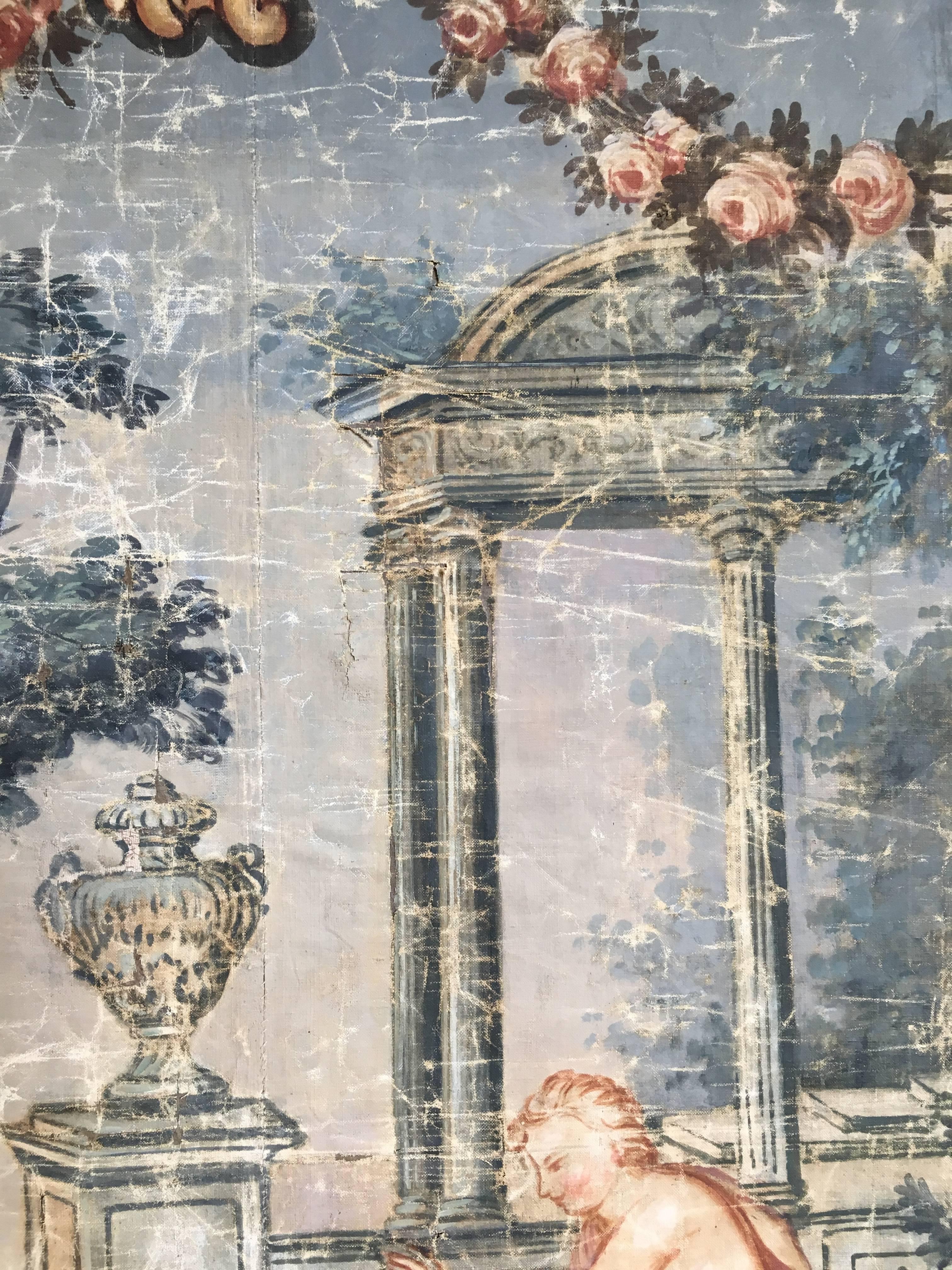 Painted Large 18th Century “Toile Peinte” Tapestry