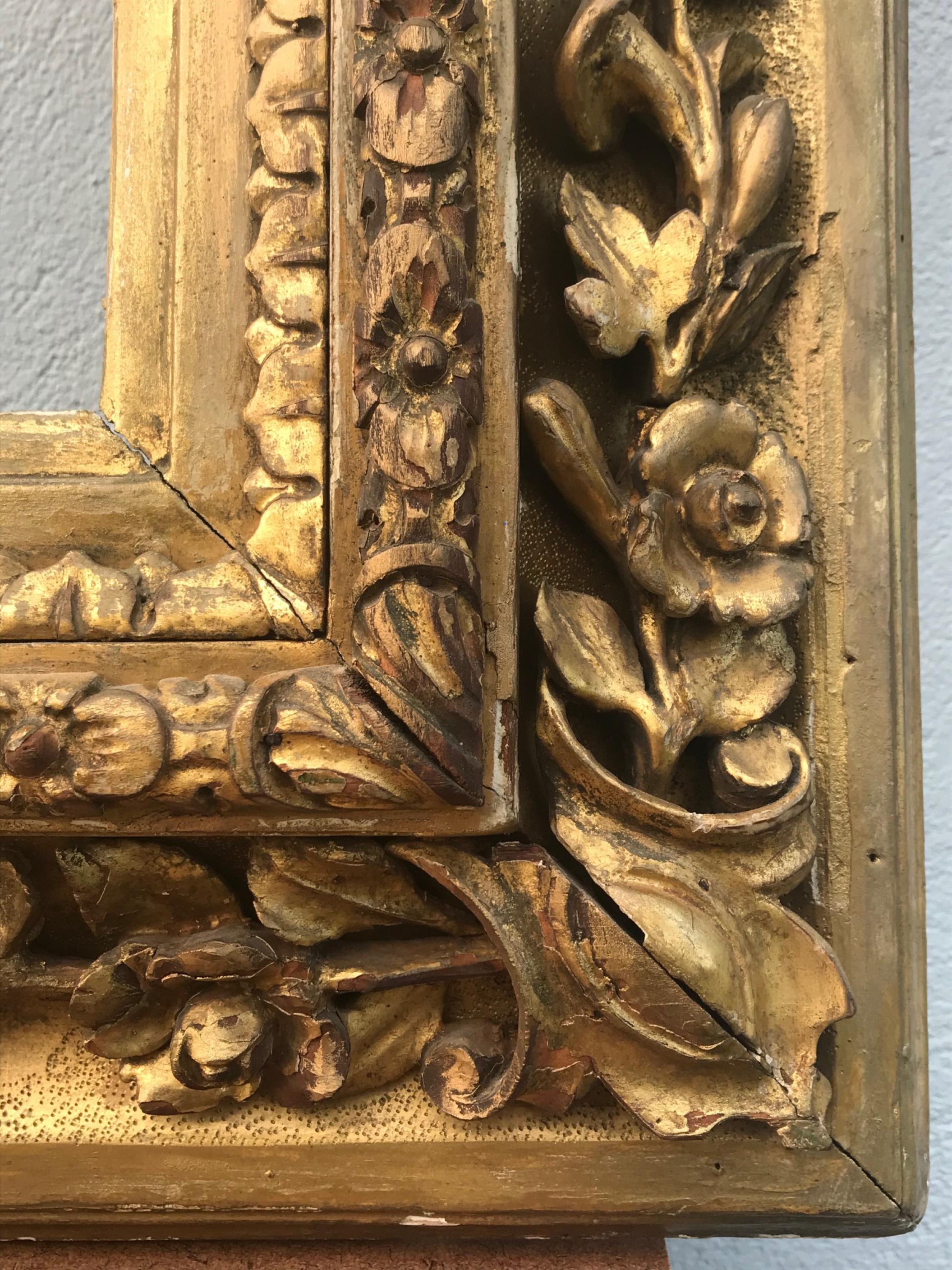Hand-Carved Large 18th Century Venetian Hand Carved Gilded Frame