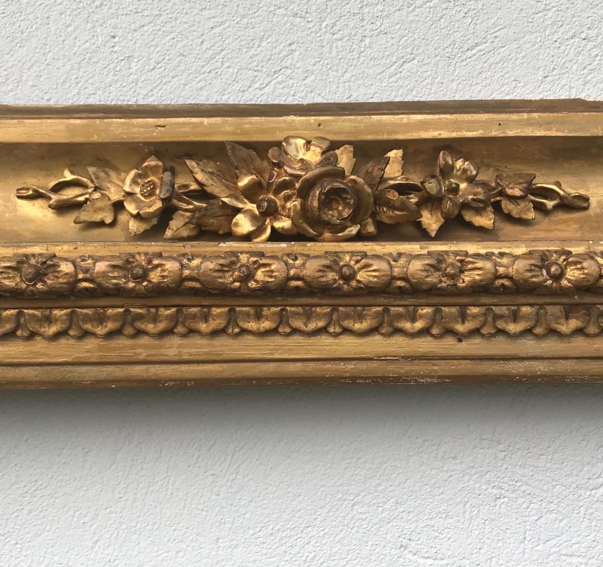 Large 18th Century Venetian Hand Carved Gilded Frame 1