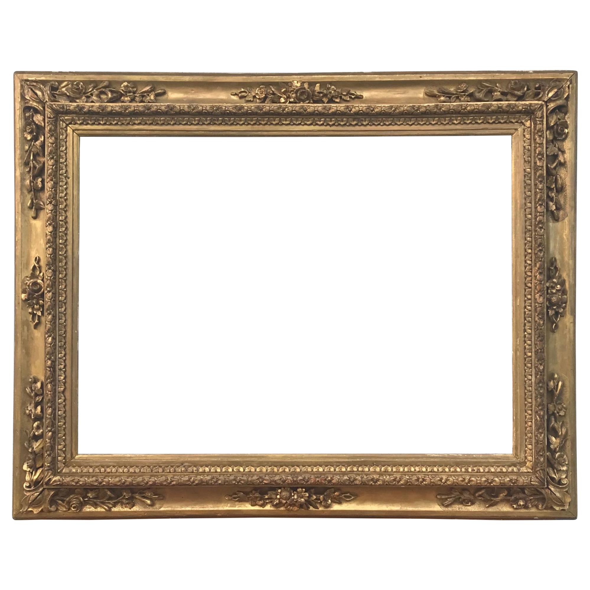Large 18th Century Venetian Hand Carved Gilded Frame