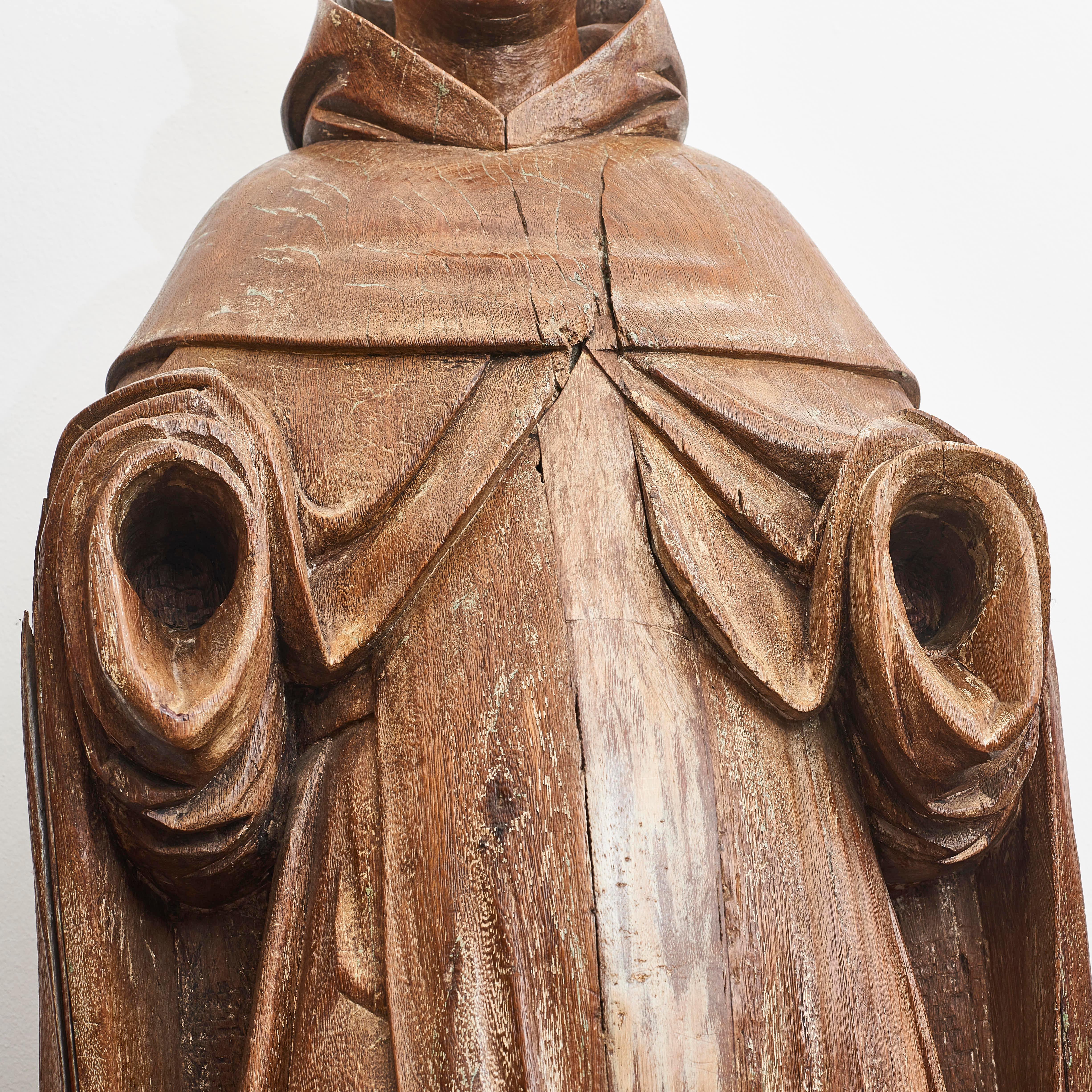 Große geschnitzte Holzstatue des „ Heiligen Francis von Assisi“ aus dem 18. Jahrhundert im Zustand „Gut“ in Kastrup, DK