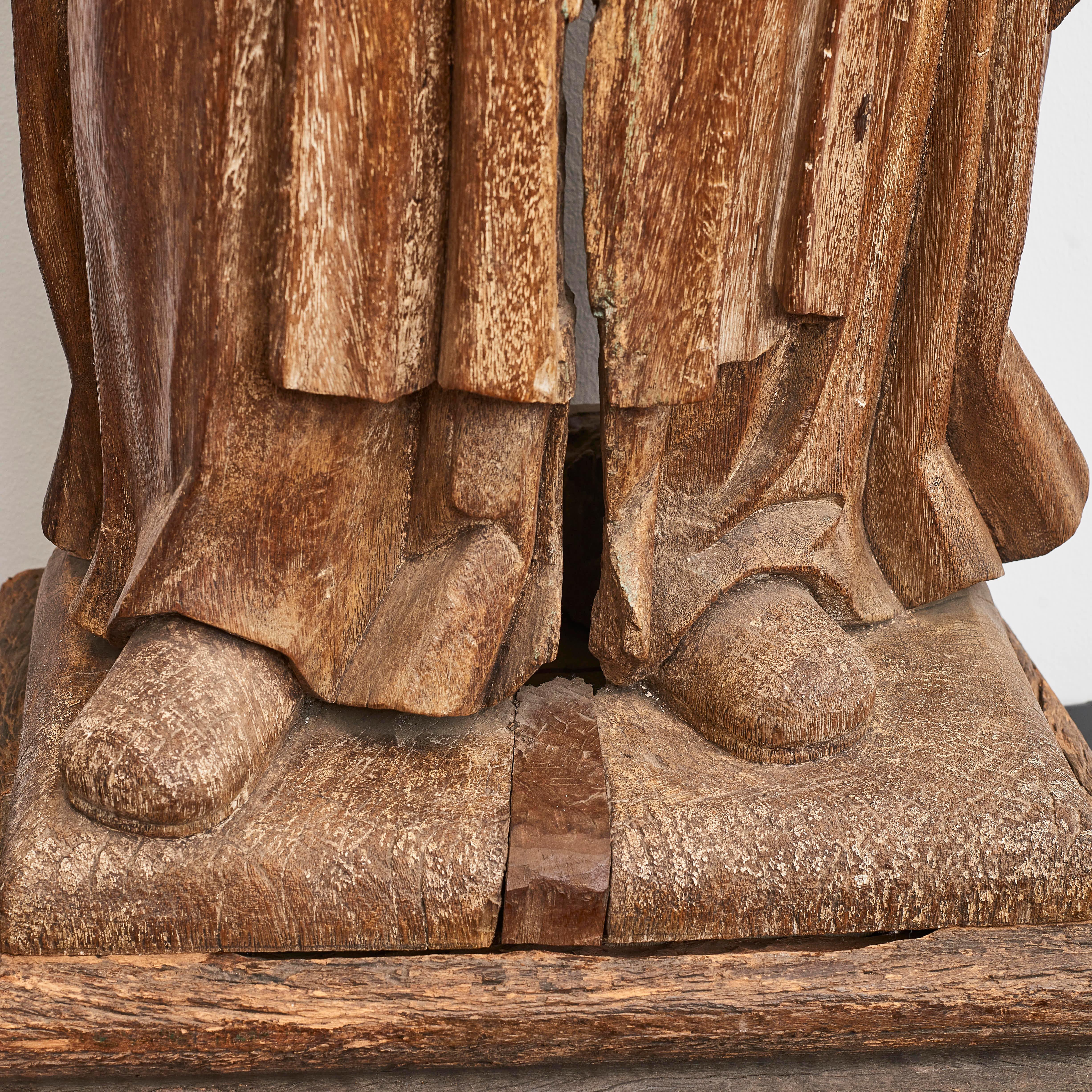 Große geschnitzte Holzstatue des „ Heiligen Francis von Assisi“ aus dem 18. Jahrhundert 2