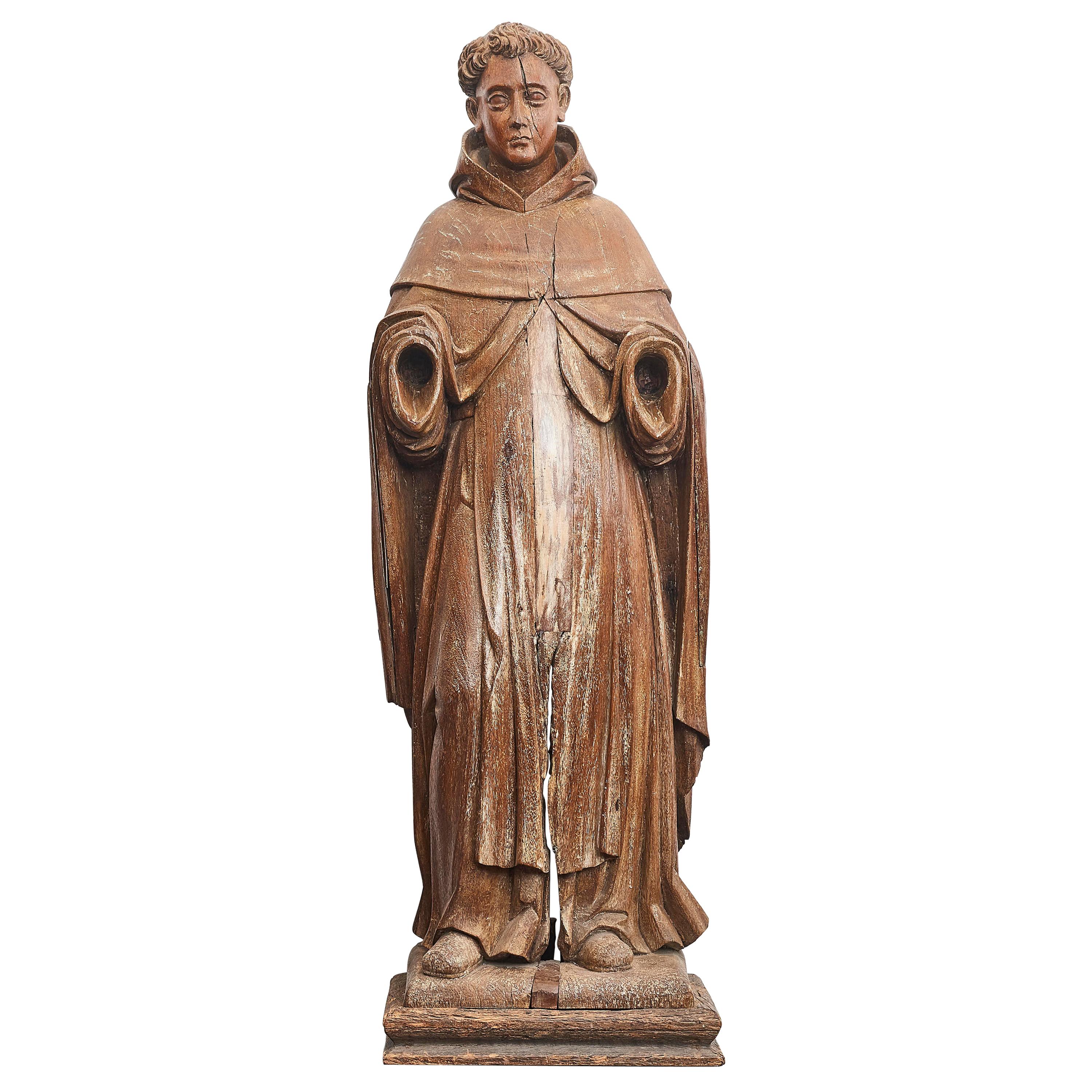Große geschnitzte Holzstatue des „ Heiligen Francis von Assisi“ aus dem 18. Jahrhundert