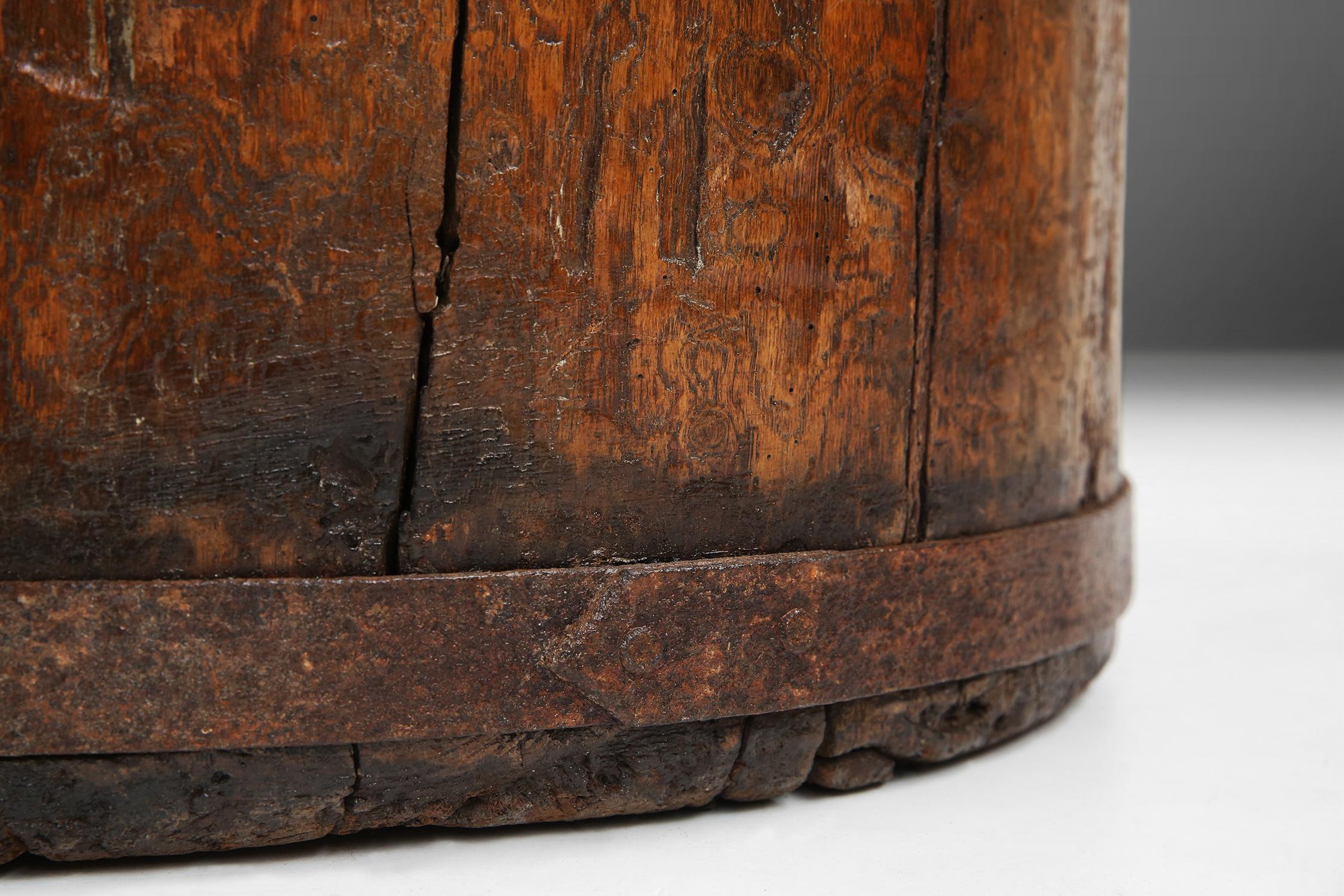 Large 18th Century Wooden Barrel 3