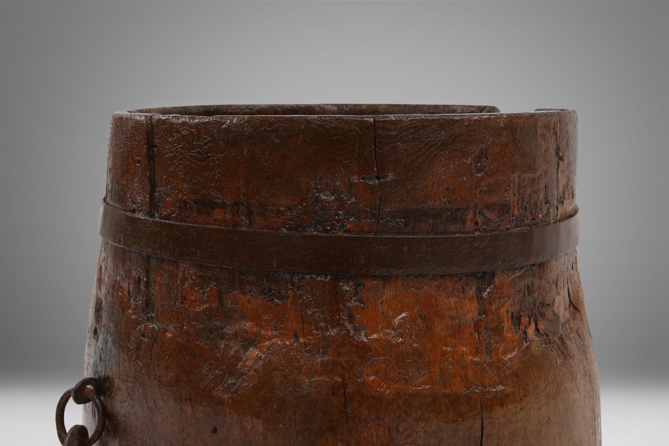 Large 18th Century Wooden Barrel 2