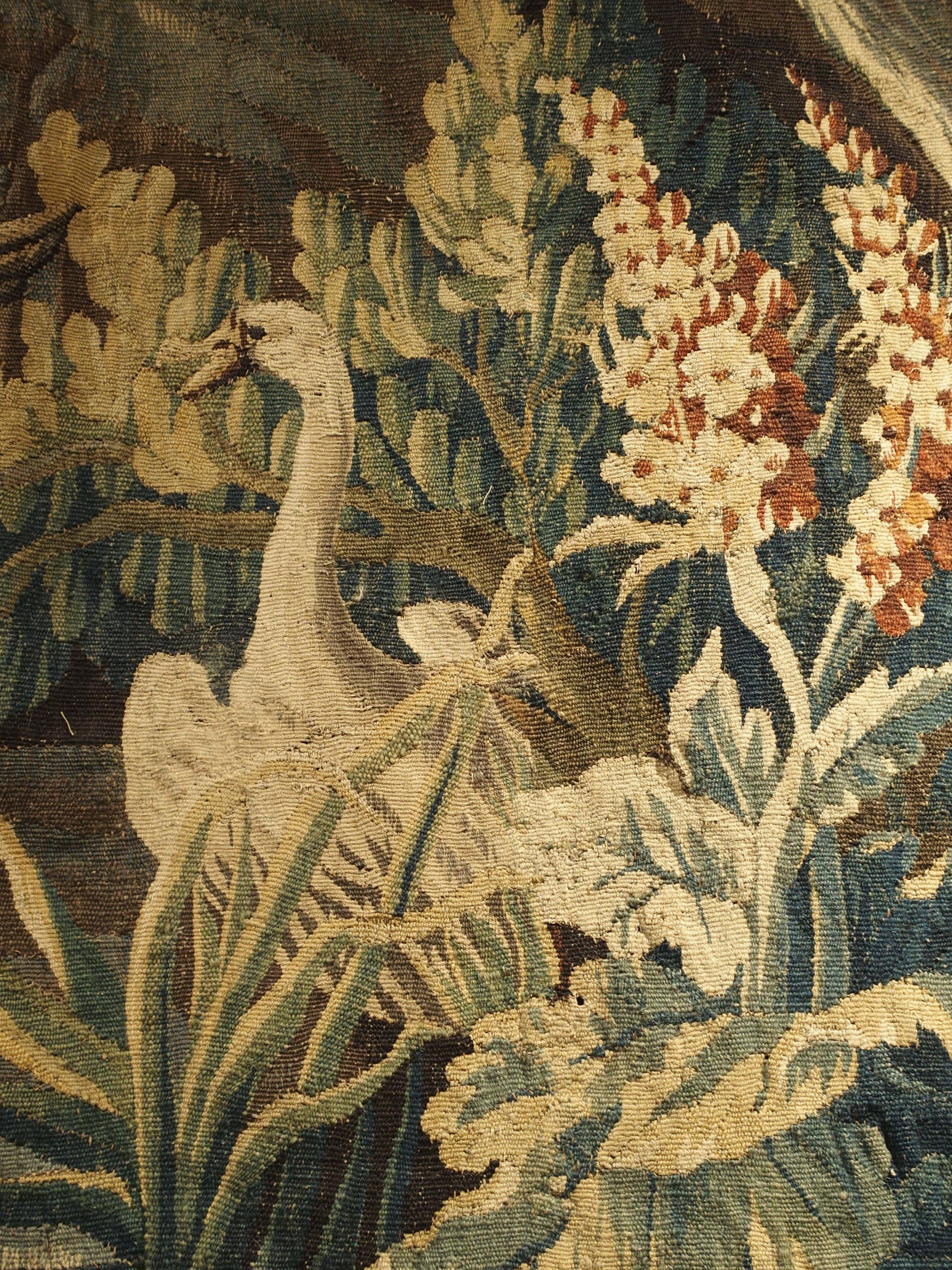 Large 18th Century Wool and Silk Verdure Landscape Tapestry from Flanders 3