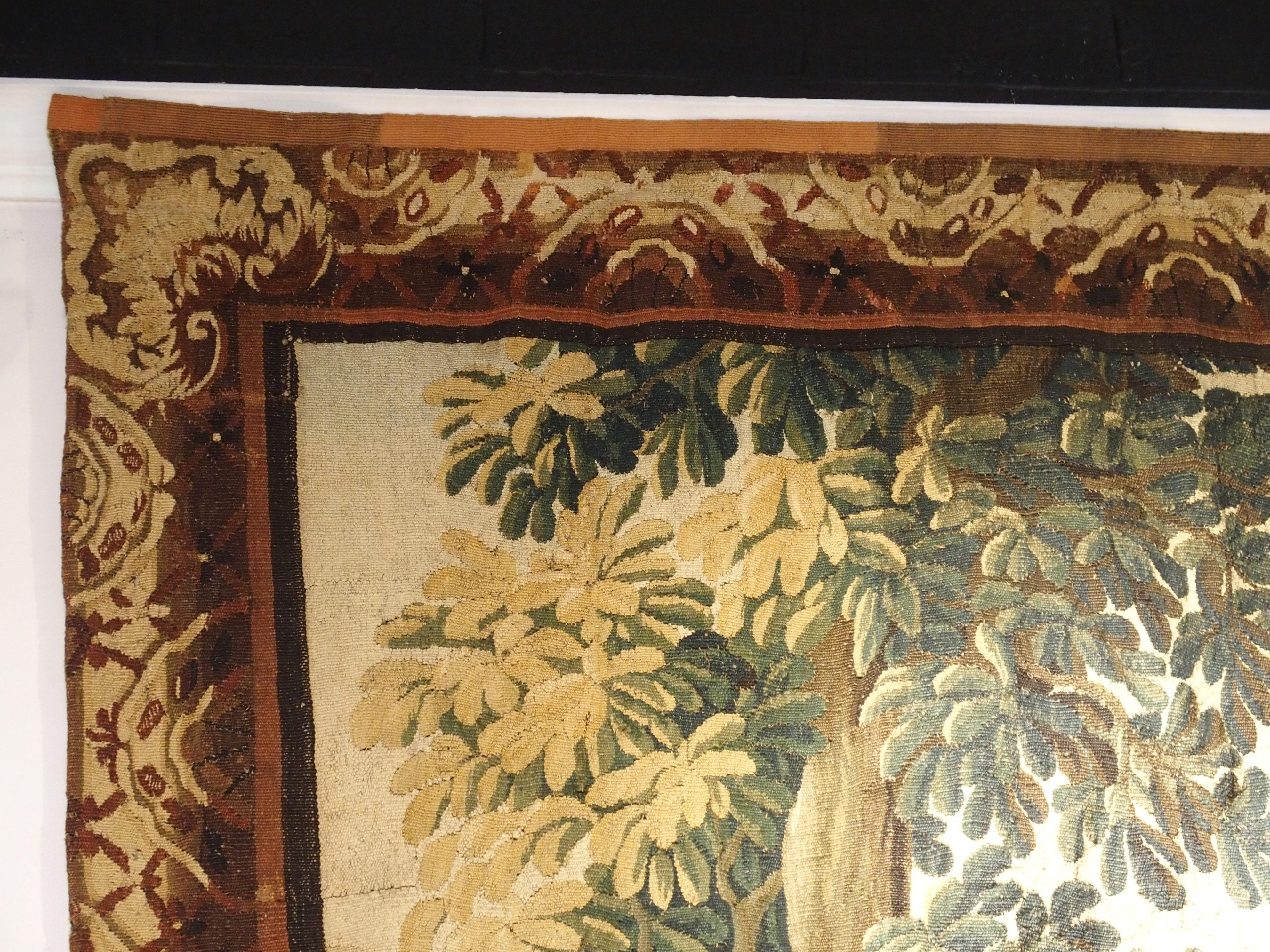 Large 18th Century Wool and Silk Verdure Landscape Tapestry from Flanders 4