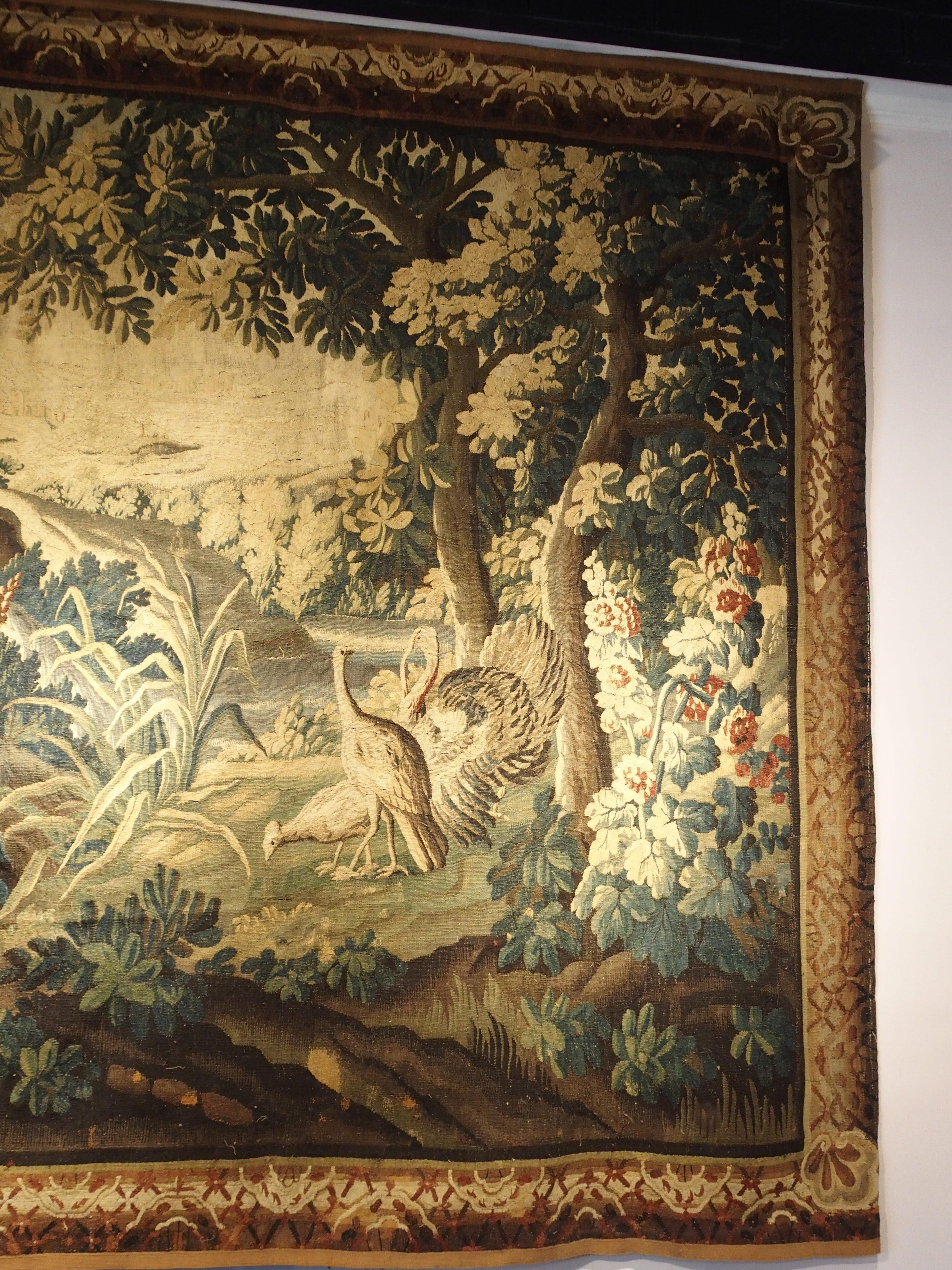 Large 18th Century Wool and Silk Verdure Landscape Tapestry from Flanders 10